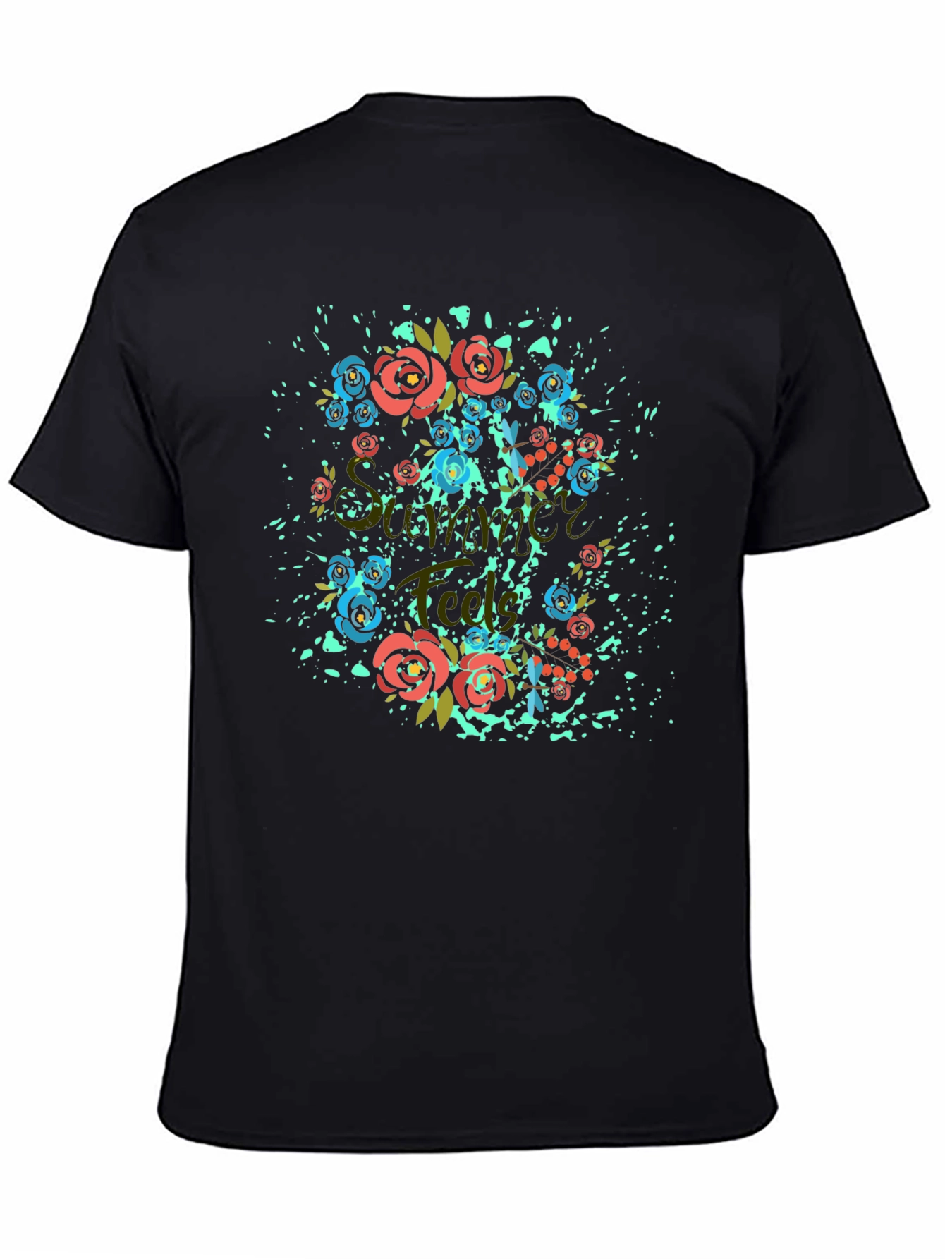 Black Floral Summer T-Shirt - Stylish Black Tee view 4