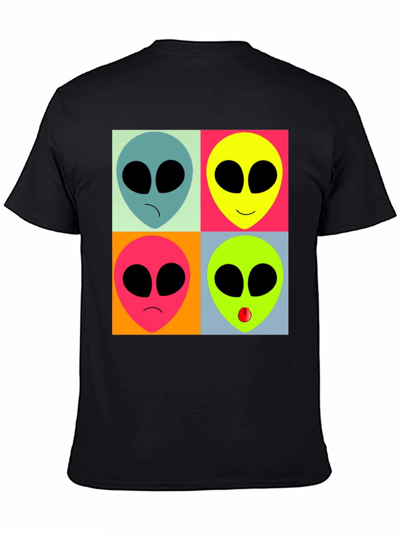 Black Retro Alien Pop Art T-Shirt - Black Graphic Tee view 4