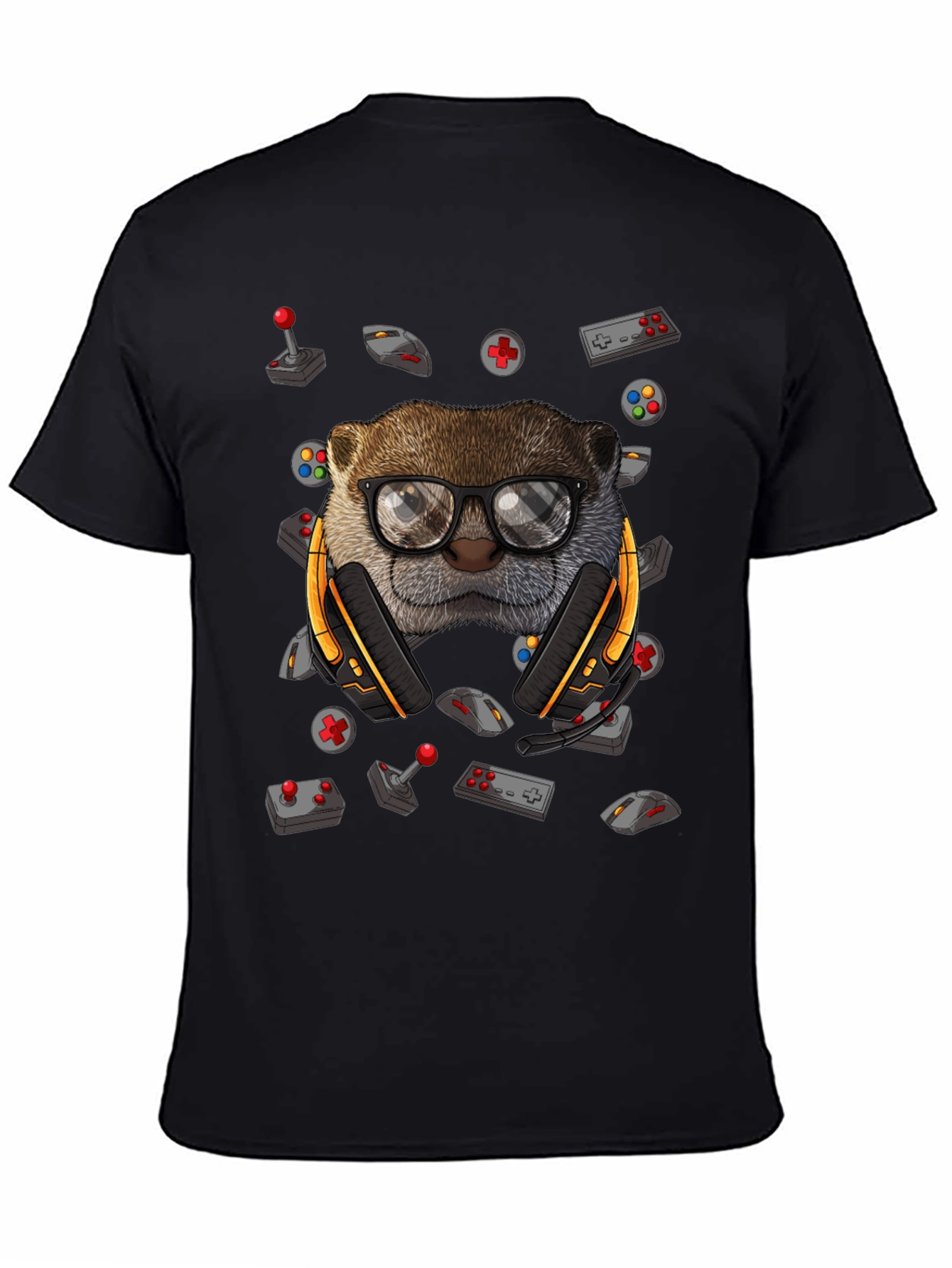 Black Gamer Otter Graphic Tee - Playful Style view 4