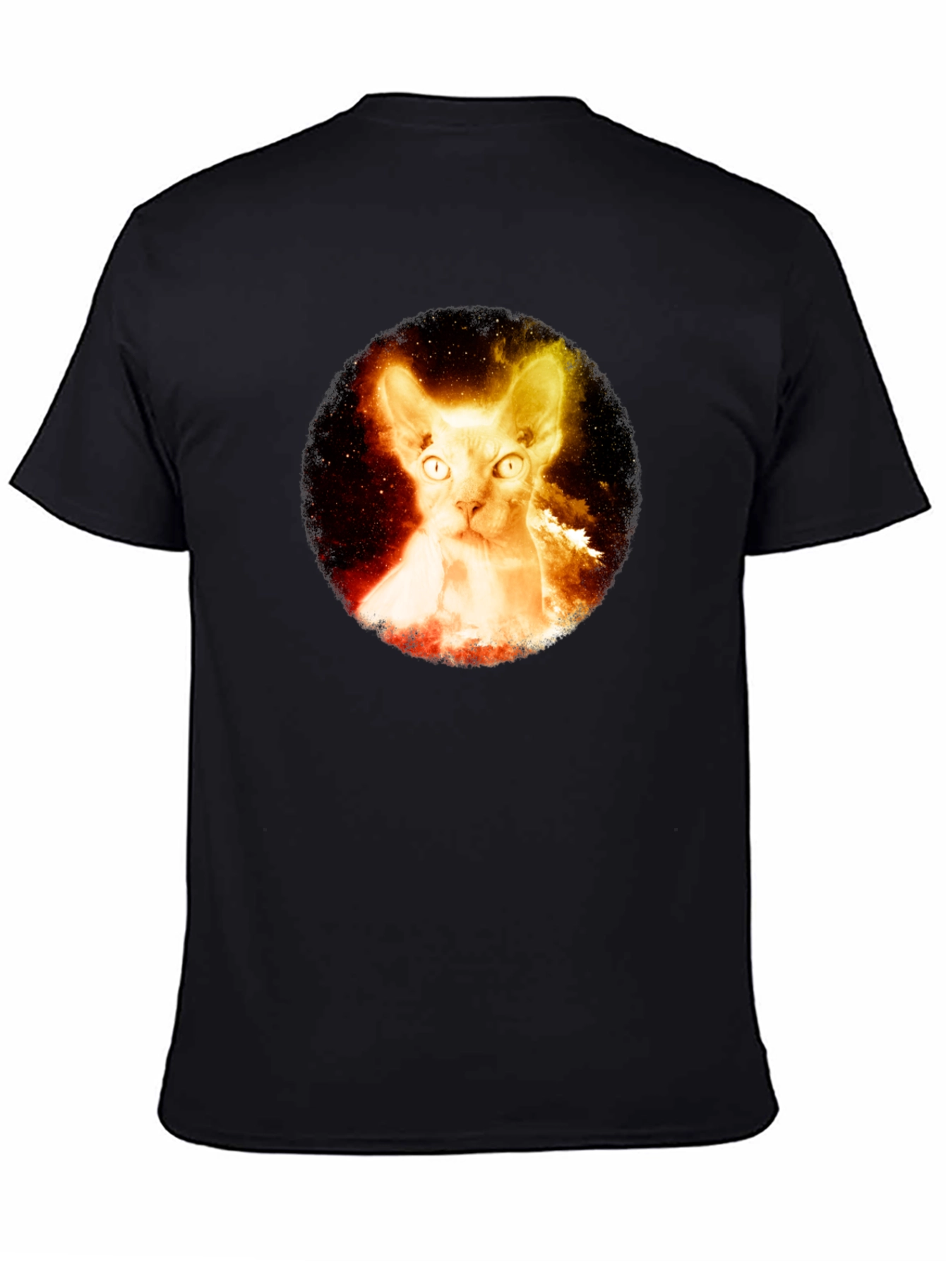 Black Sphynx Cat Galaxy T-Shirt - Unique Graphic Tee view 4