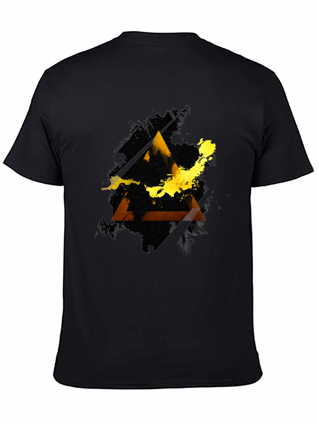 Black Abstract Triangle Graphic Men's Black Tee view 4