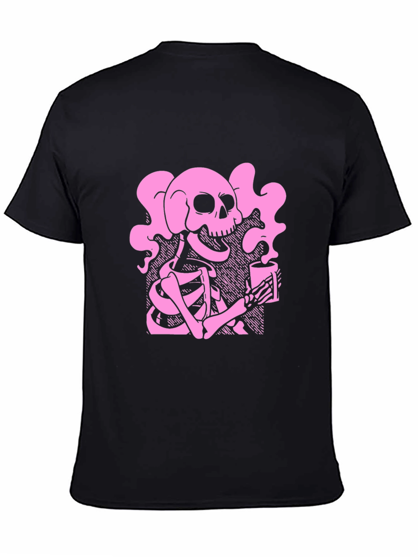 Black Skeleton Coffee T-Shirt - Gothic Style, Relaxed Fit view 4
