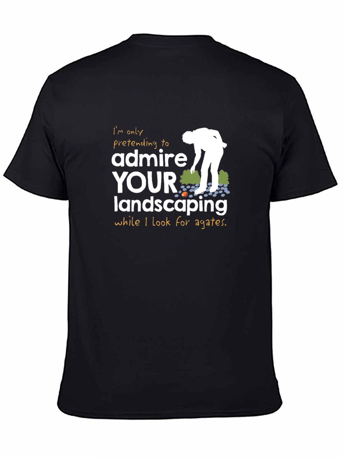 Black Funny Agate Hunting Landscaping T-Shirt view 4