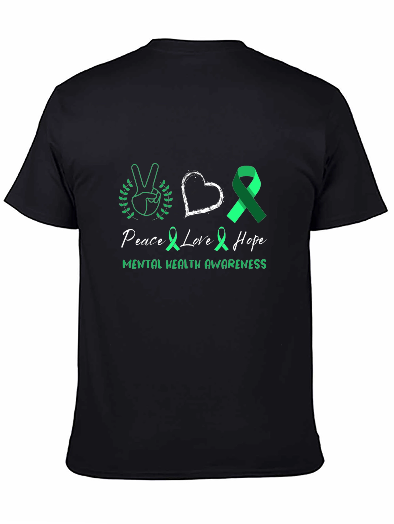 Black Mental Health Awareness Peace Love Hope T-Shirt view 4