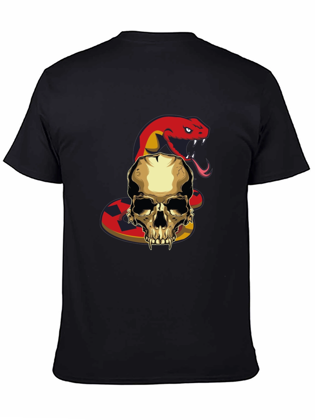 Black Skull and Snake Graphic T-Shirt view 4