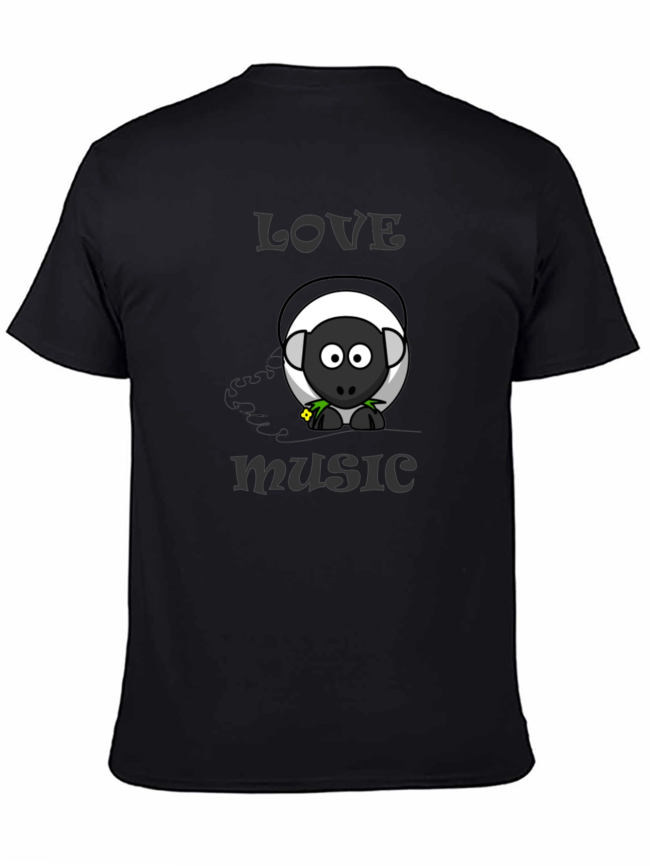 Black Love Music Sheep Cartoon Graphic T-Shirt view 4