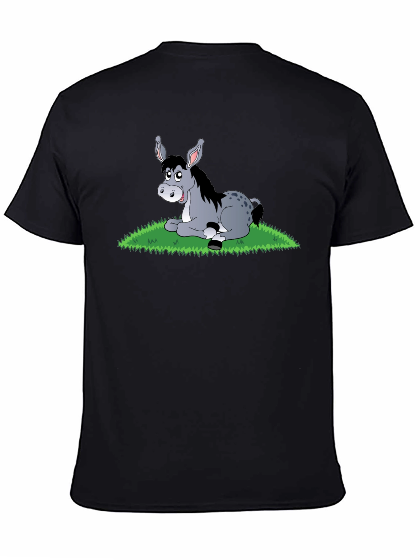 Black Cute Donkey Cartoon Black T-Shirt view 4