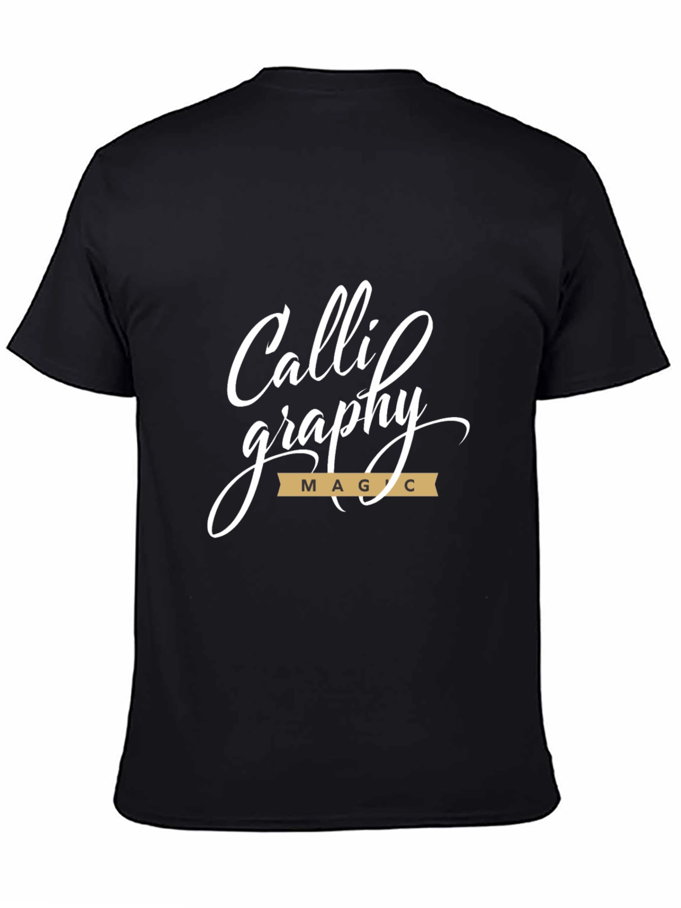 Black Calligraphy Magic Graphic Tee - Stylish Black Cotton Shirt view 4