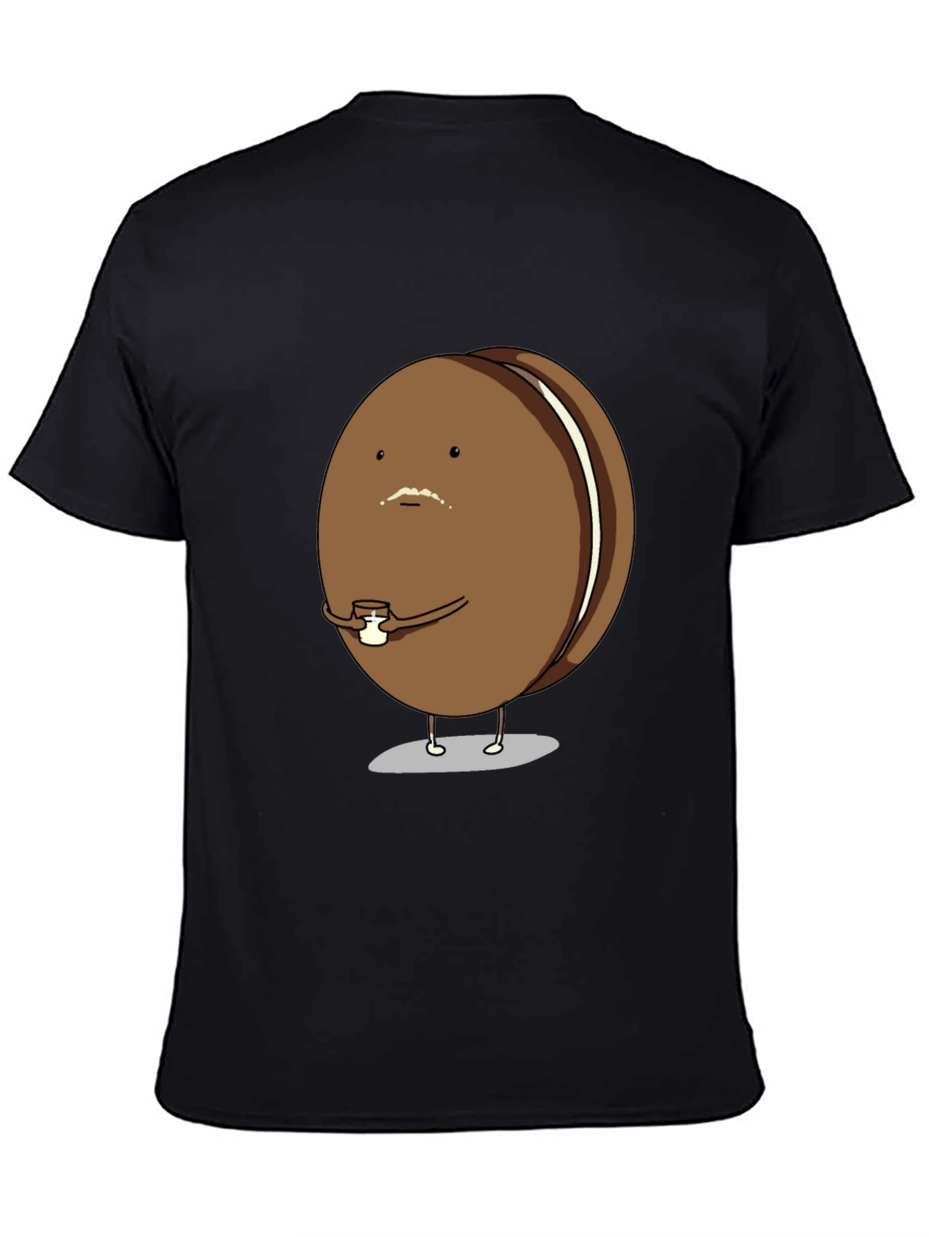 Black Funny Oreo Character Black T-Shirt view 4