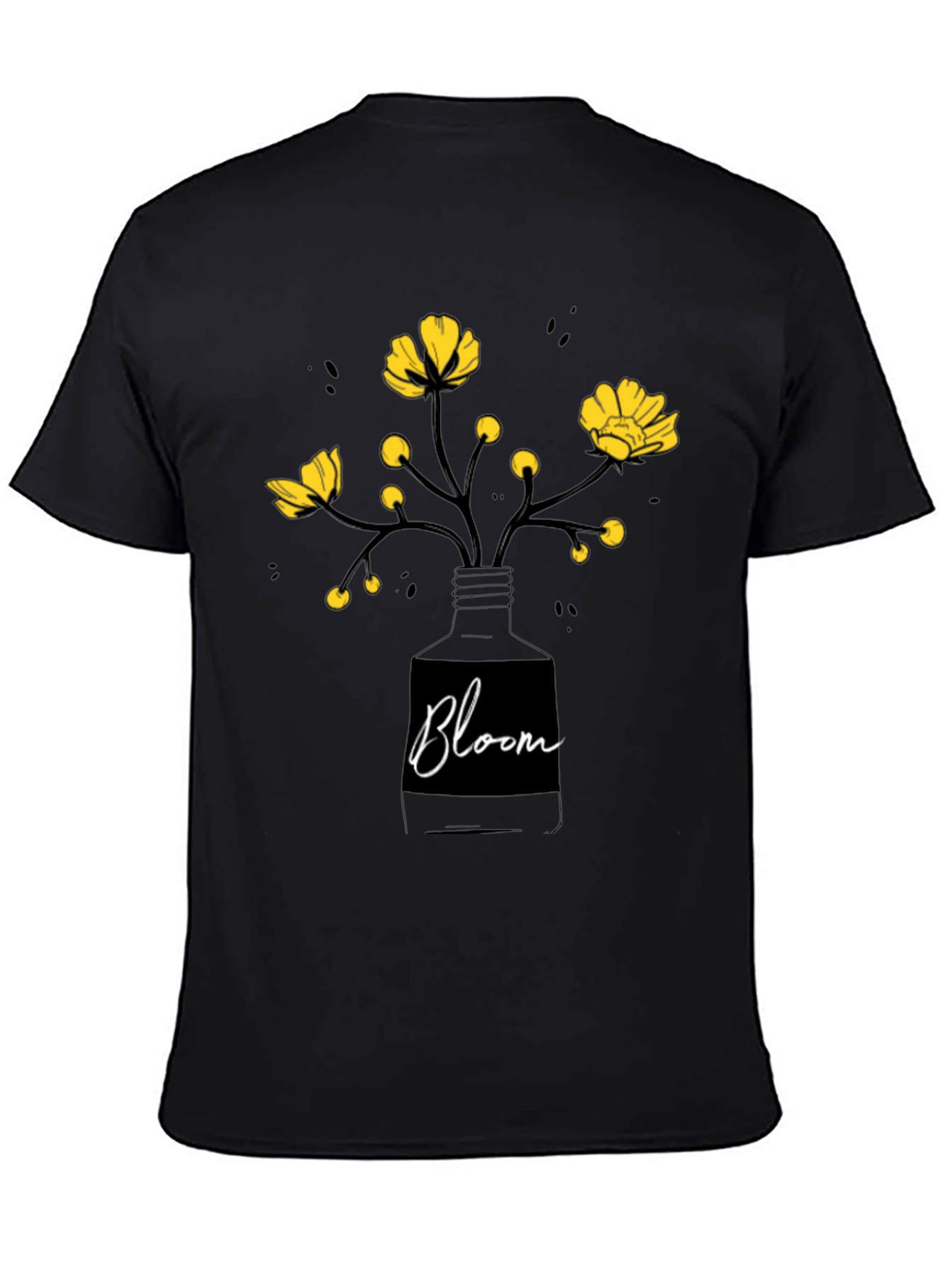 Black Bloom Graphic Tee - Black Cotton T-Shirt view 4
