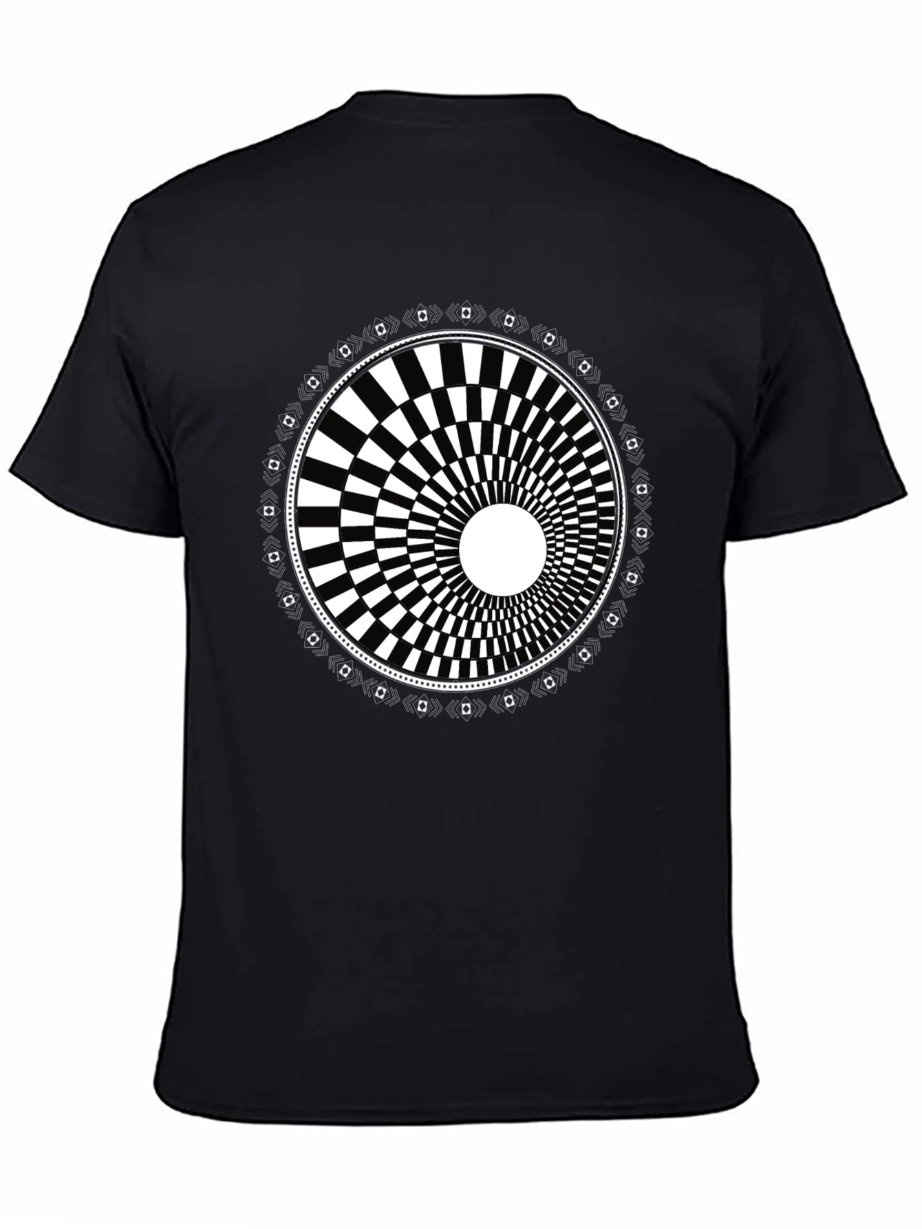 Black Optical Illusion Graphic Tee - Black Cotton Blend view 4