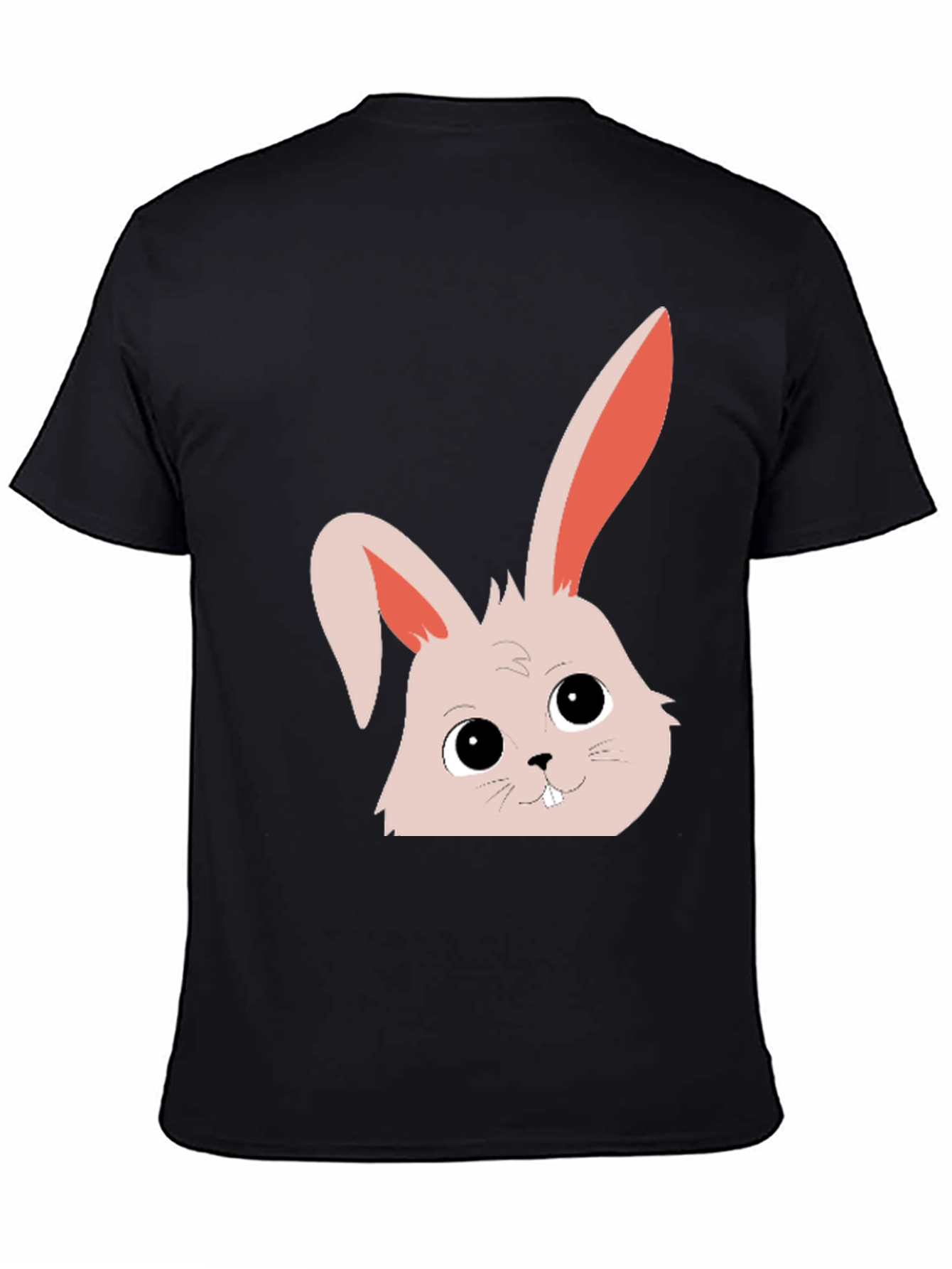 Black Cute Bunny Graphic Tee - Black Cotton Blend view 4