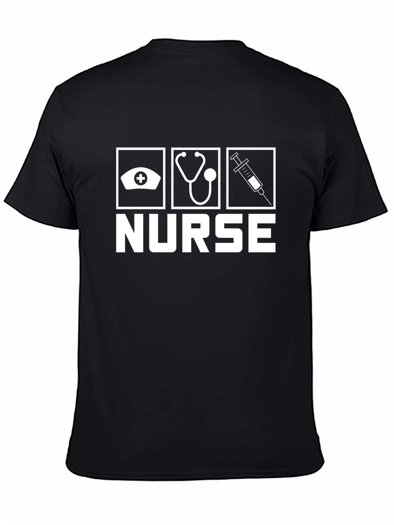 Black Nurse T-Shirt: Medical Icon Design view 4