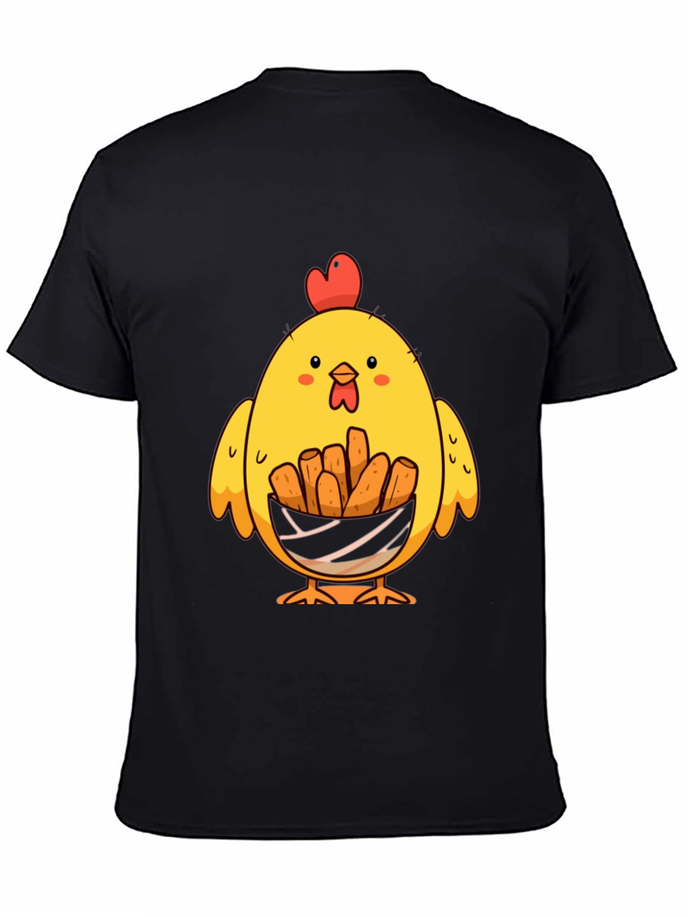 Black Chicken Nugget Lover T-Shirt - Cute Cartoon Chick view 4