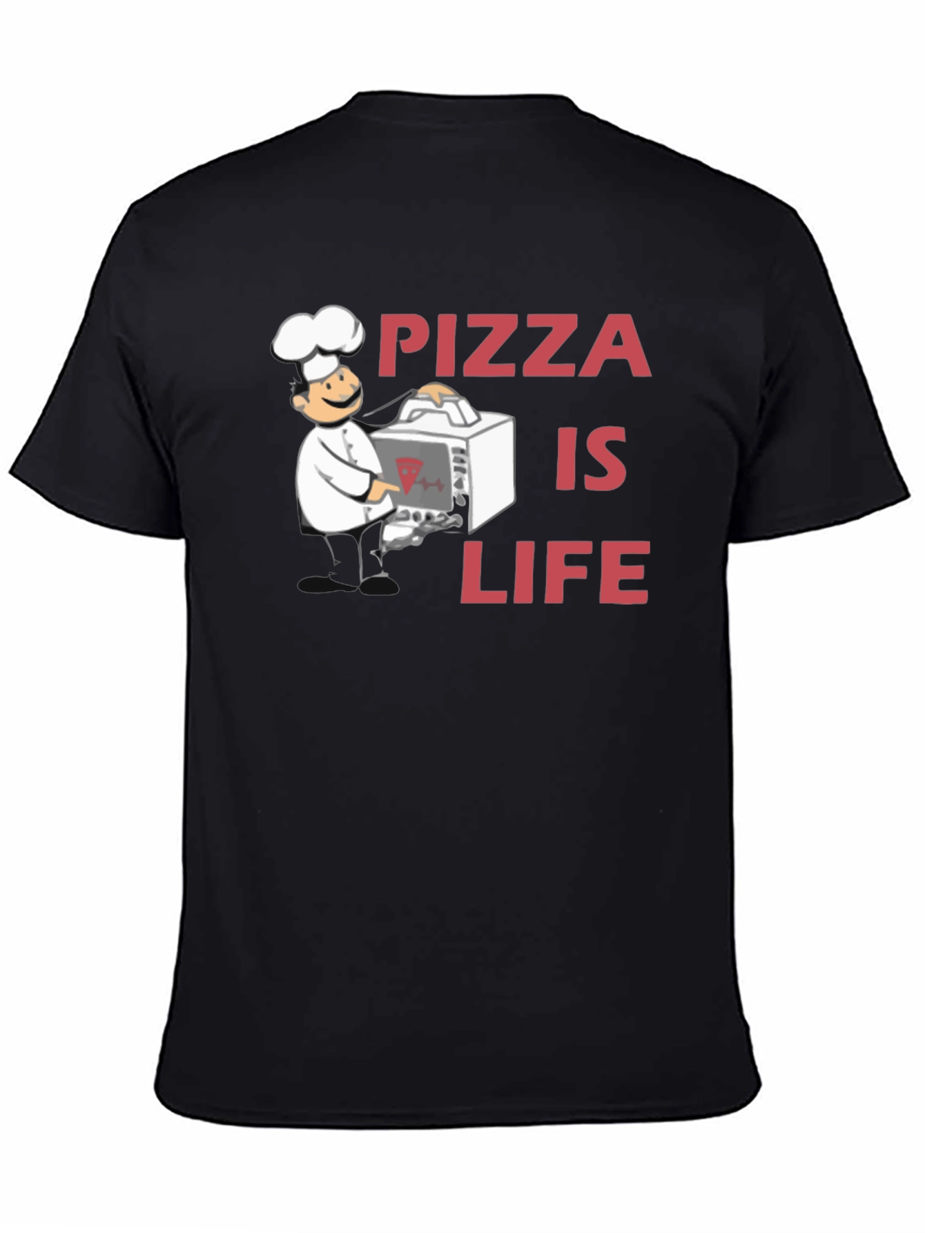 Pizza is Life Graphic Tee - Chef Design Black T-Shirt - 4