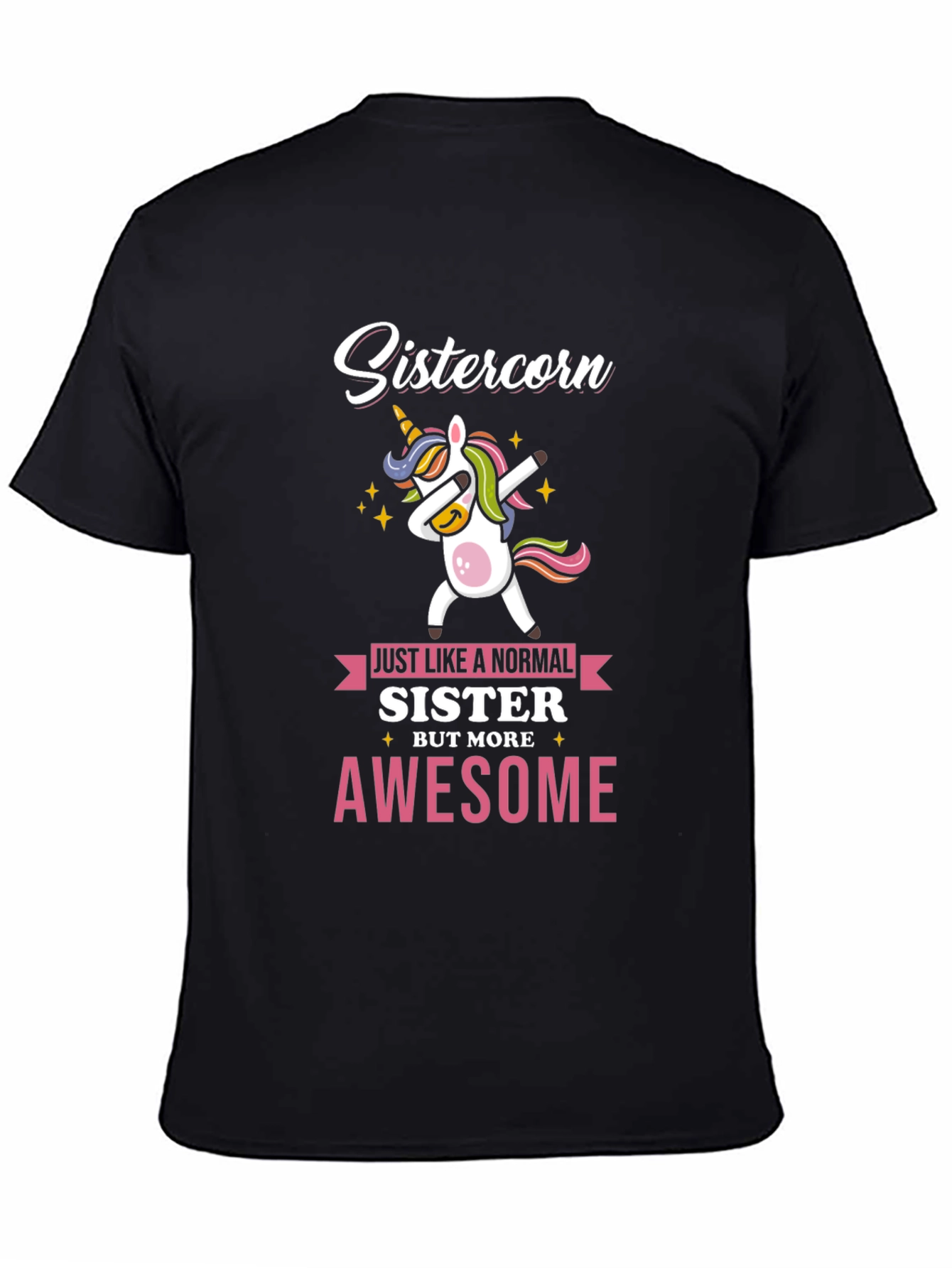 Black Sistercorn Awesome Unicorn Dabbing T-Shirt view 4