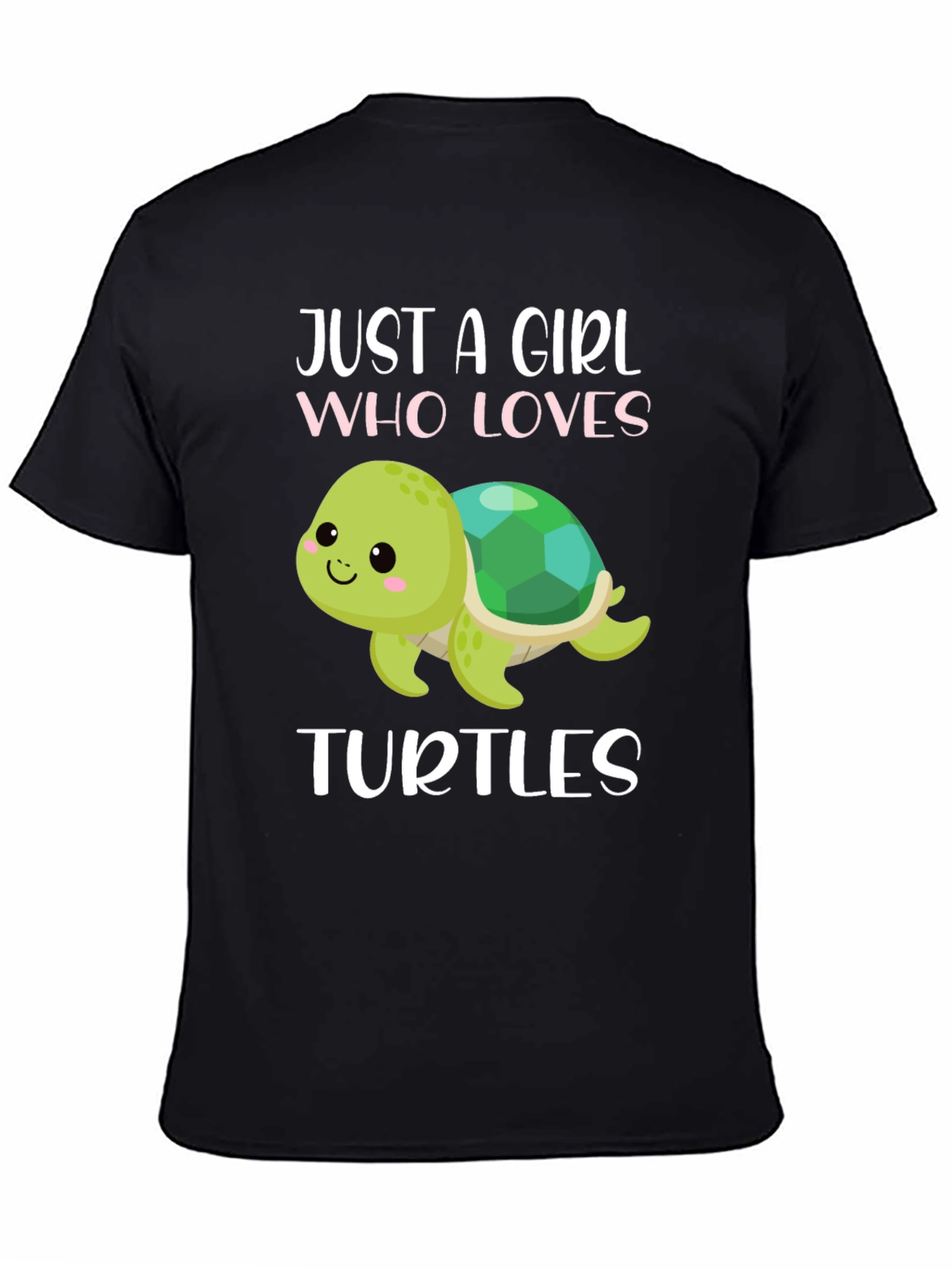 Black Just A Girl Who Loves Turtles T-Shirt view 4