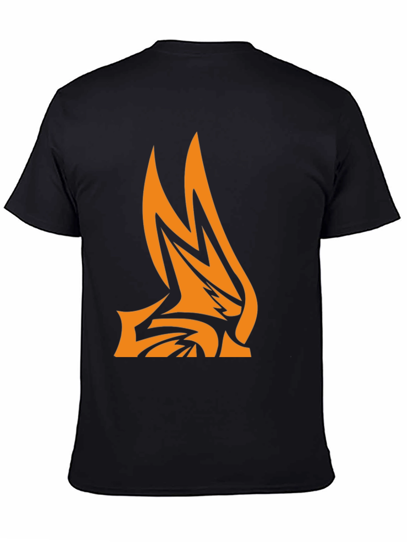Black Men's Black Graphic Tee - Abstract Flame Design view 4