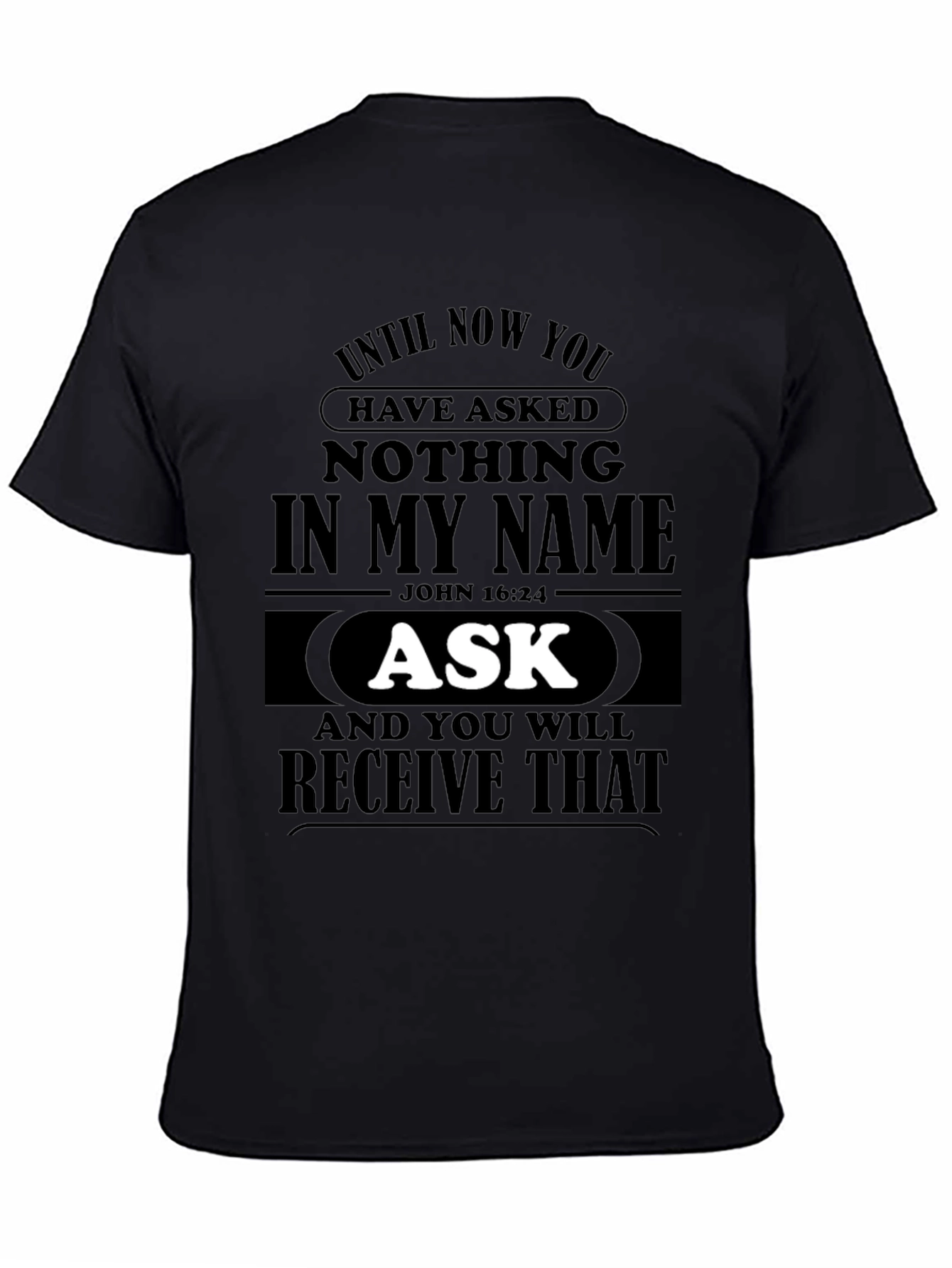 Black Ask & Receive Men's Black Graphic Tee view 4