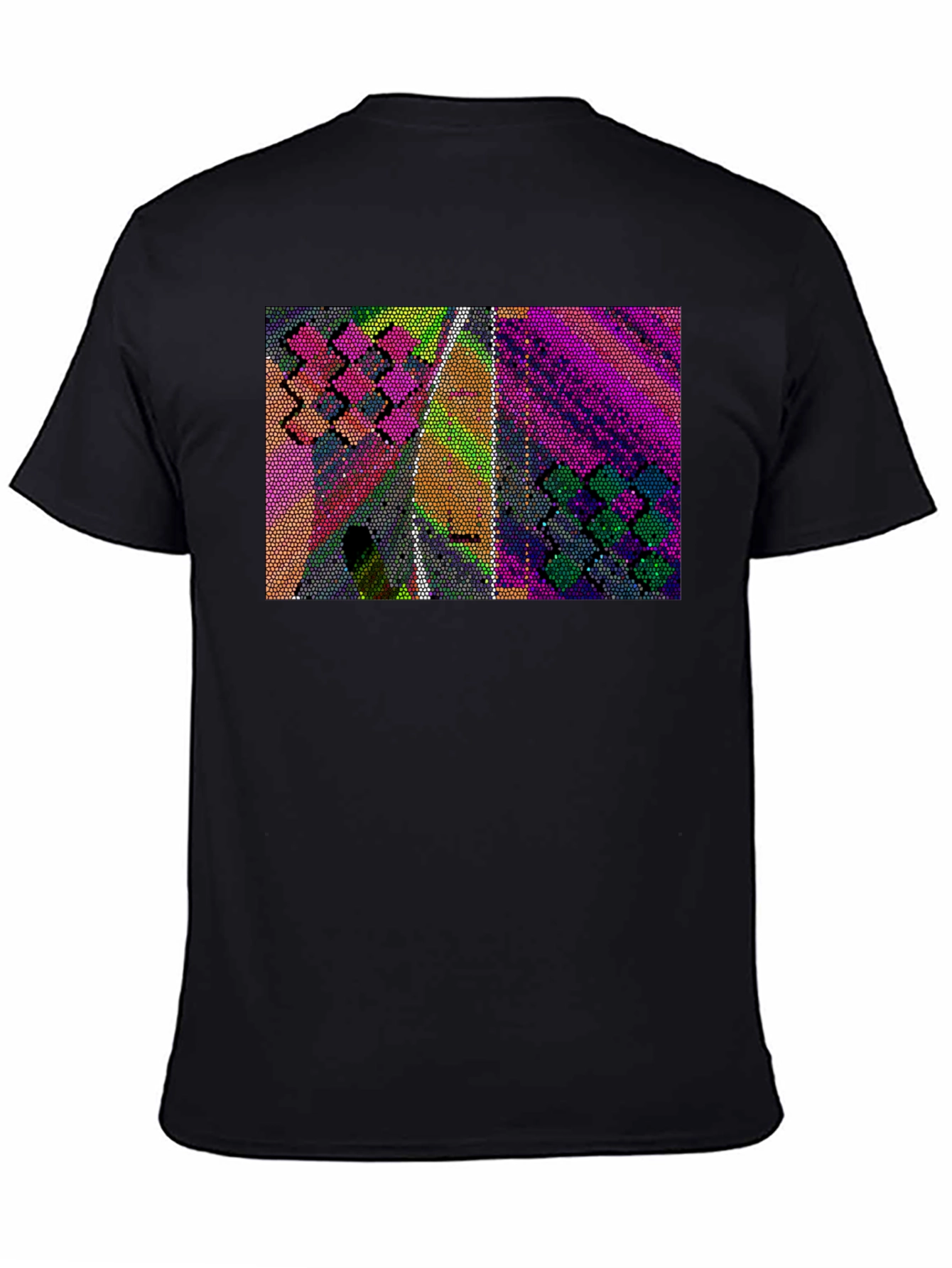 Black Abstract Mosaic T-Shirt view 4