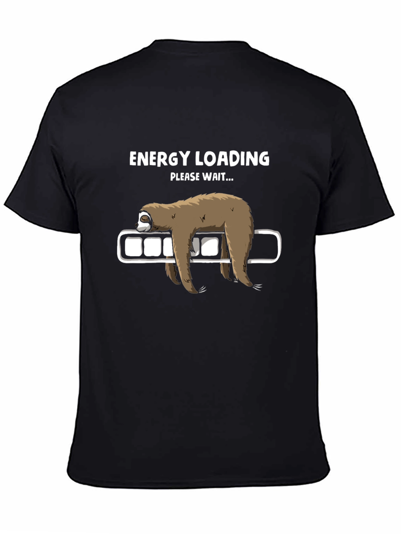 Black Energy Loading Sloth Graphic T-Shirt - Relaxed Fit view 4