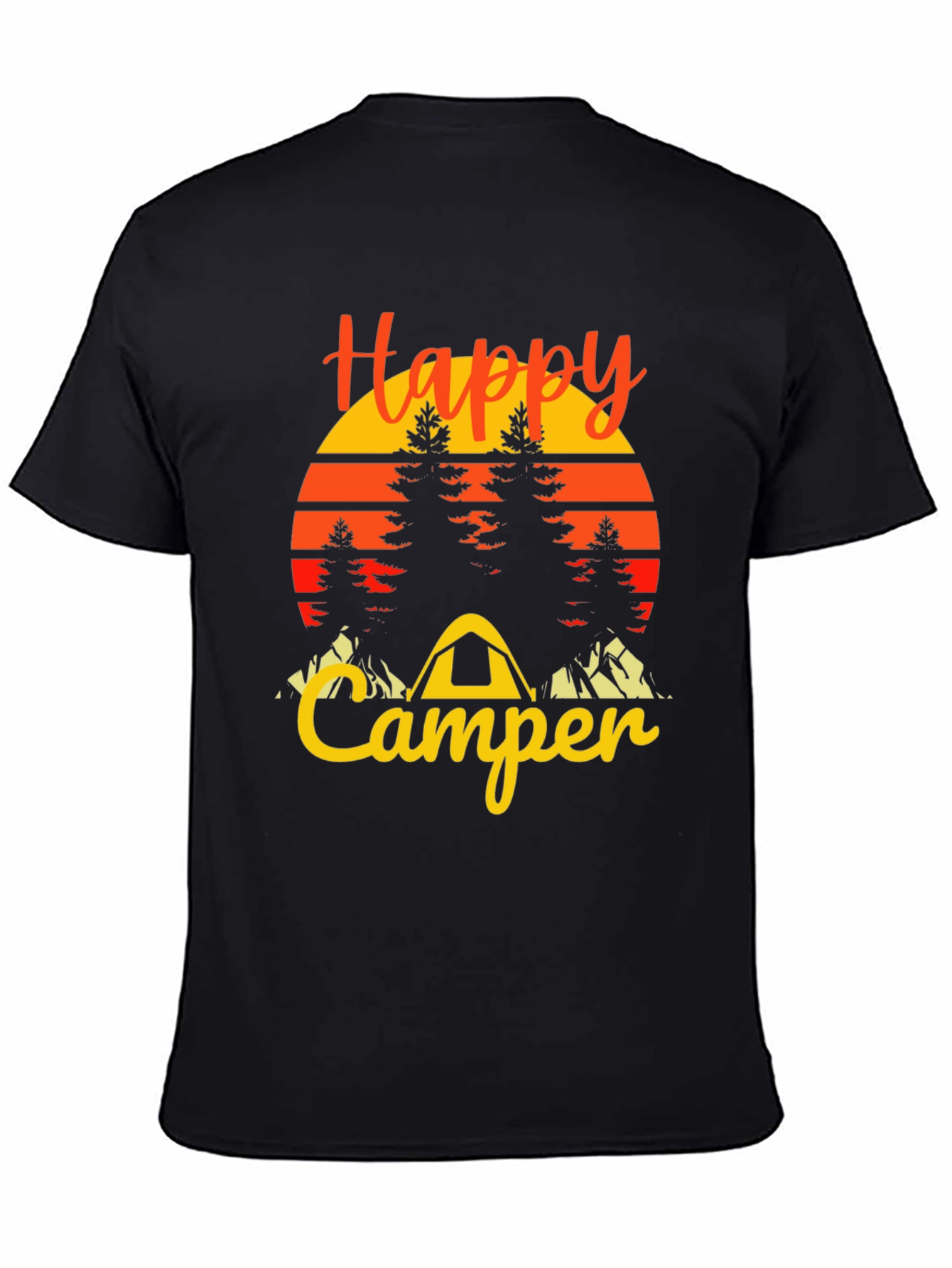Black Happy Camper Graphic Tee - Outdoor Adventure Shirt view 4