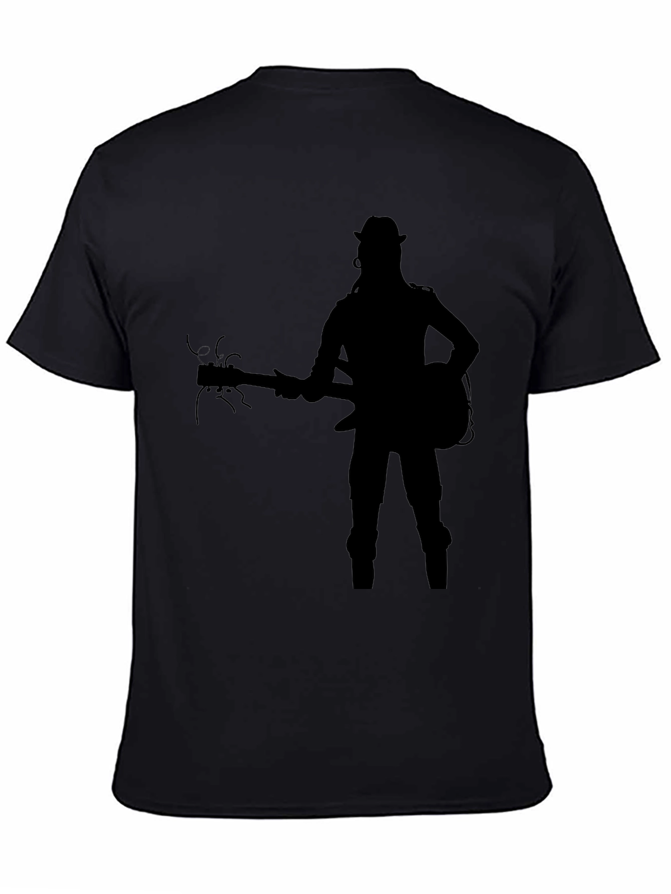 Black Silhouette Guitarist Graphic Tee - Black view 4