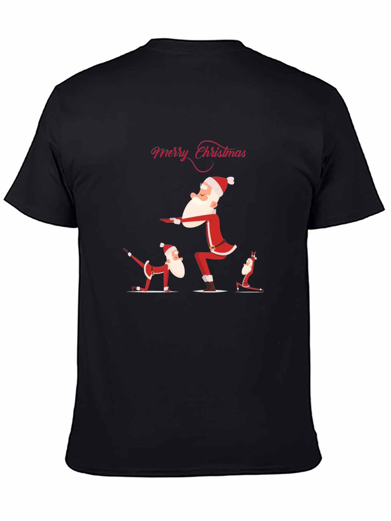Black Yoga Santa Christmas T-Shirt view 4