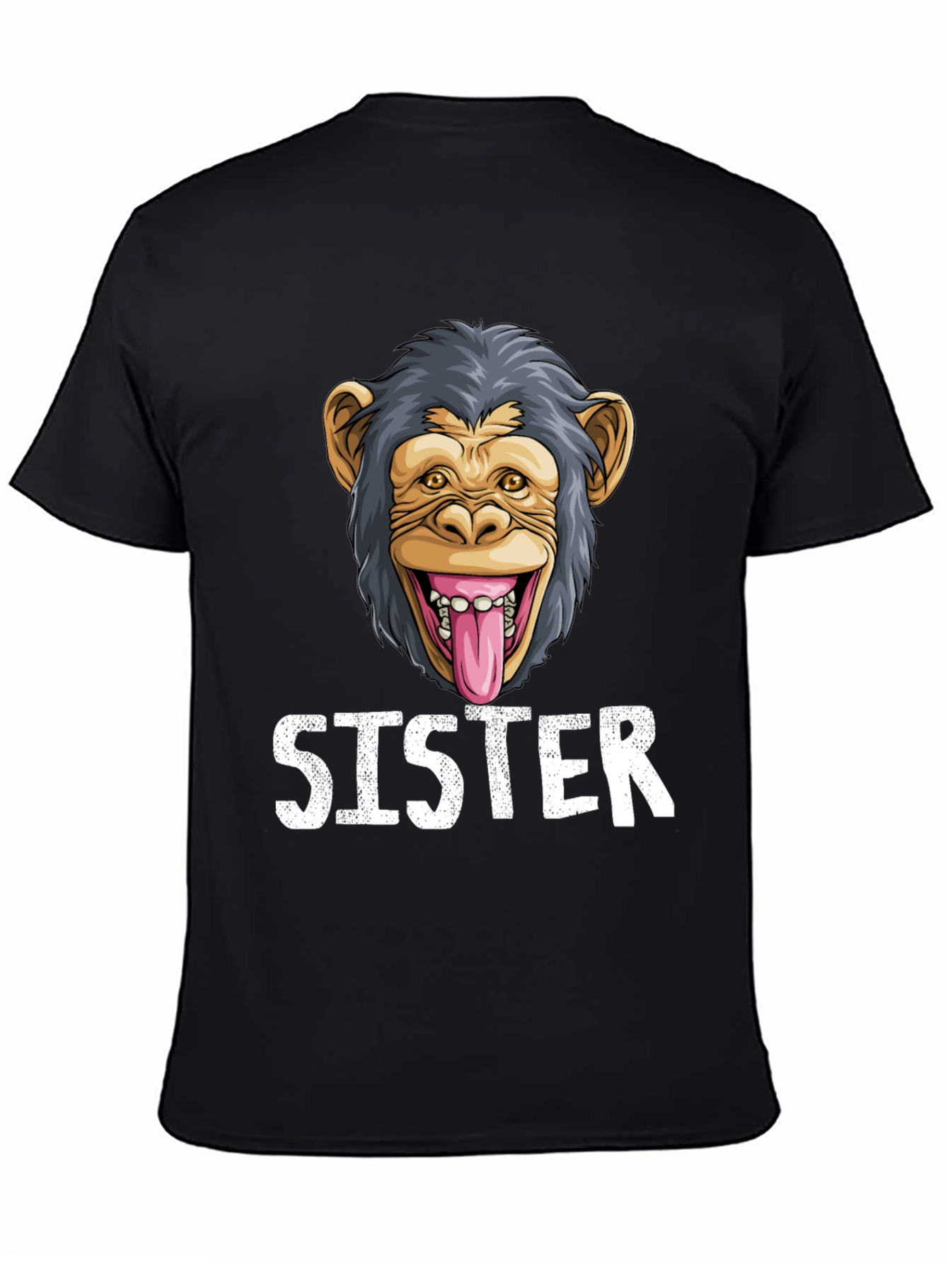 Black Sister Monkey Graphic T-Shirt - Fun & Unique! view 4