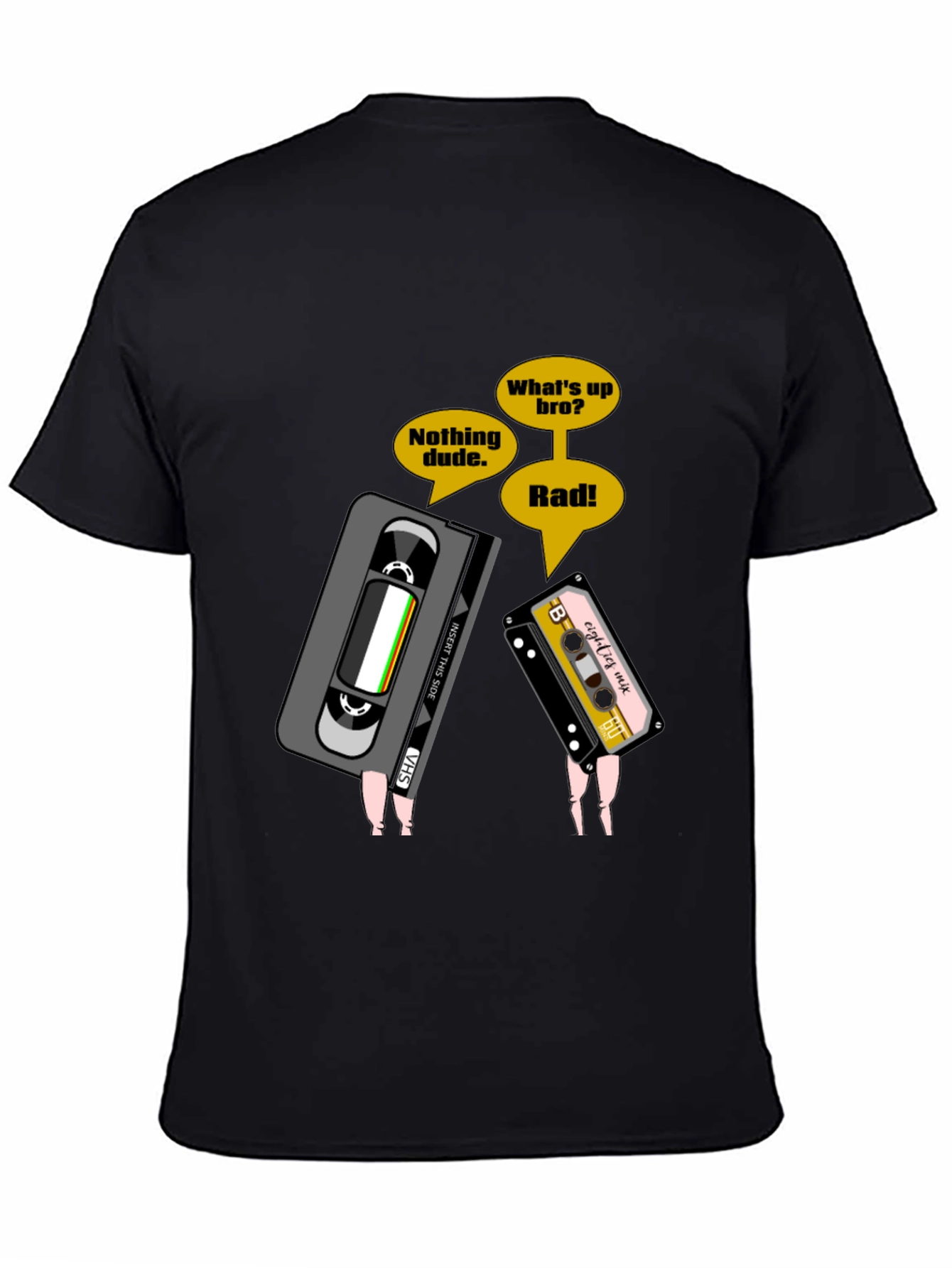 Black Retro Cassette Tape T-Shirt view 4