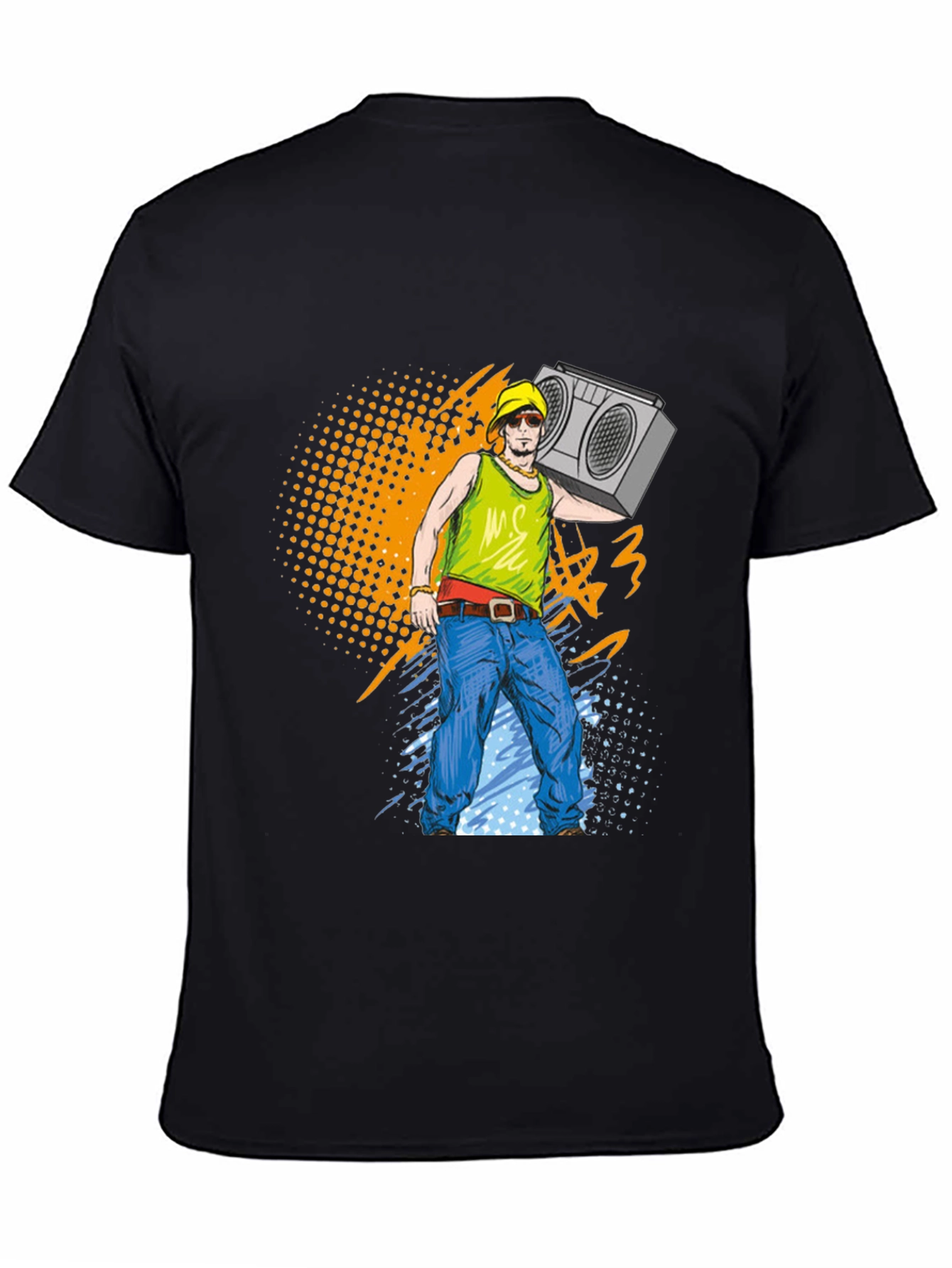 Black Retro Boombox Graphic T-Shirt - Vintage Music Tee view 4