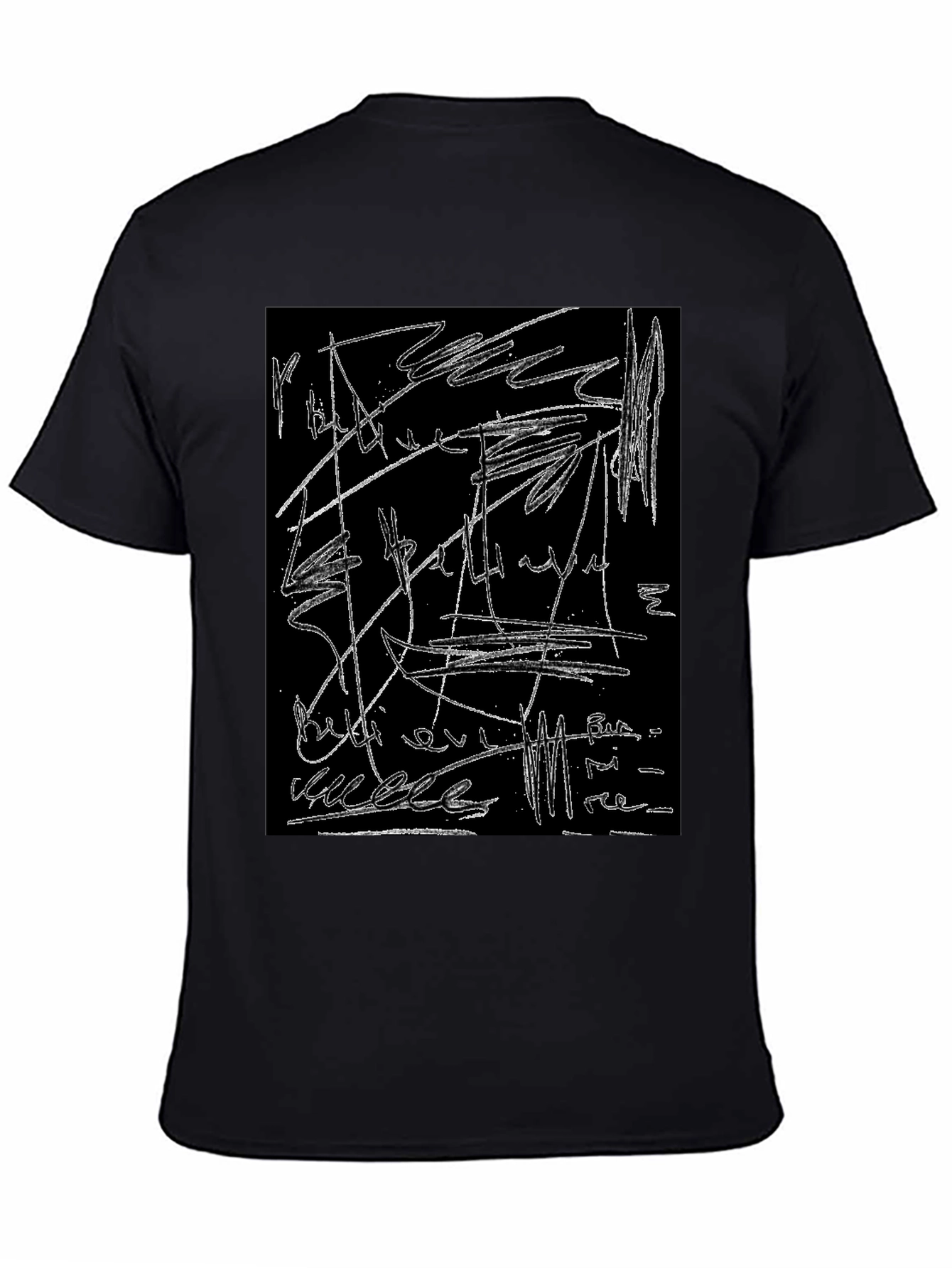 Black Abstract Scribble Graphic Black T-Shirt view 4