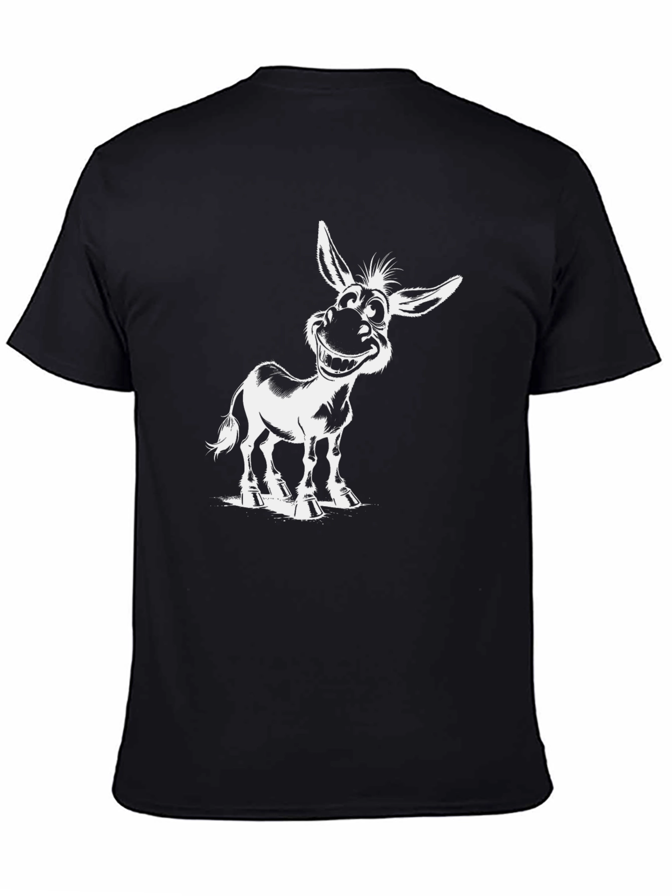 Black Funny Donkey Graphic T-Shirt - Black Cotton Tee view 4