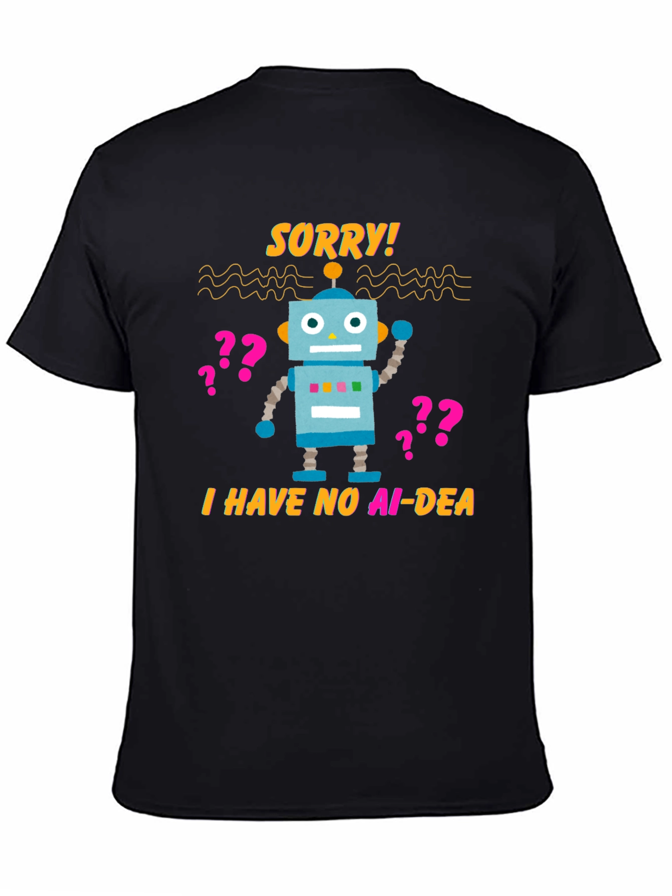 Black AI-DEA Robot T-Shirt view 4