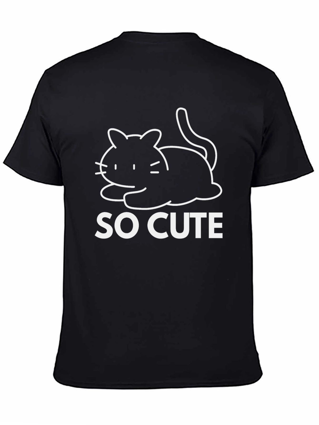 Black Cute Cat T-Shirt - "So Cute" Black Tee view 4
