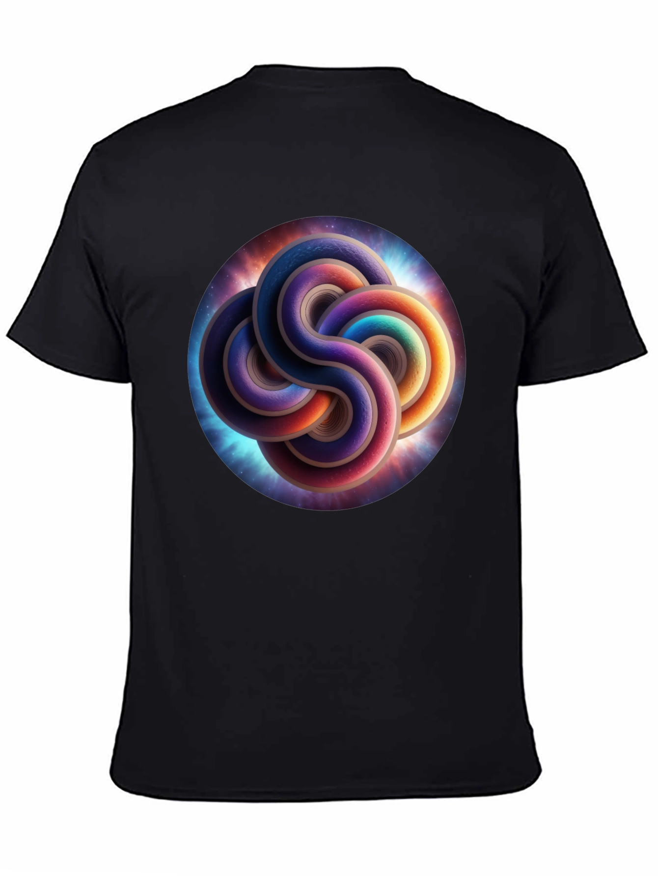 Black Cosmic Knot T-Shirt - Black, Unique Design view 4