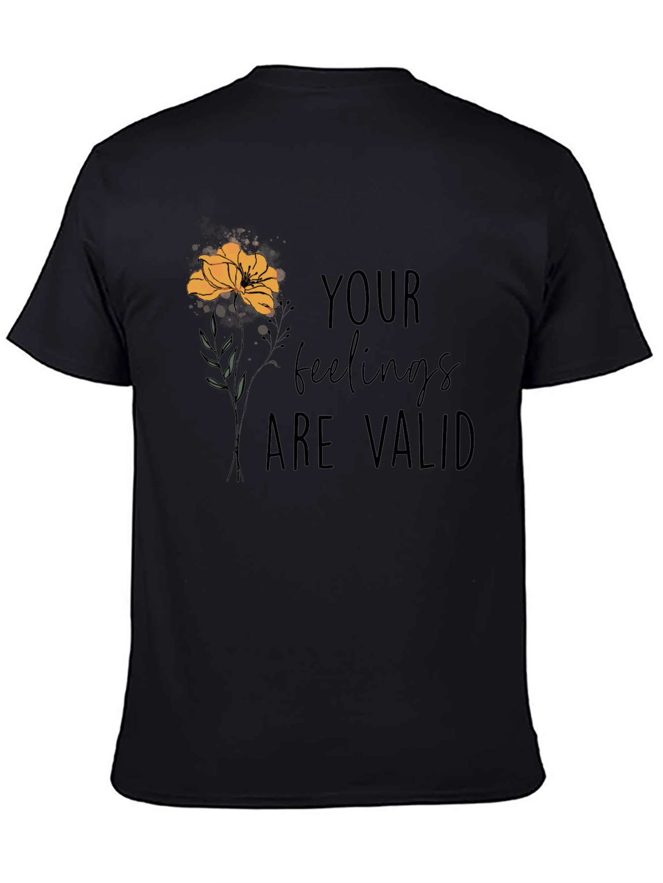 Black Valid Feelings Graphic Black Tee view 4