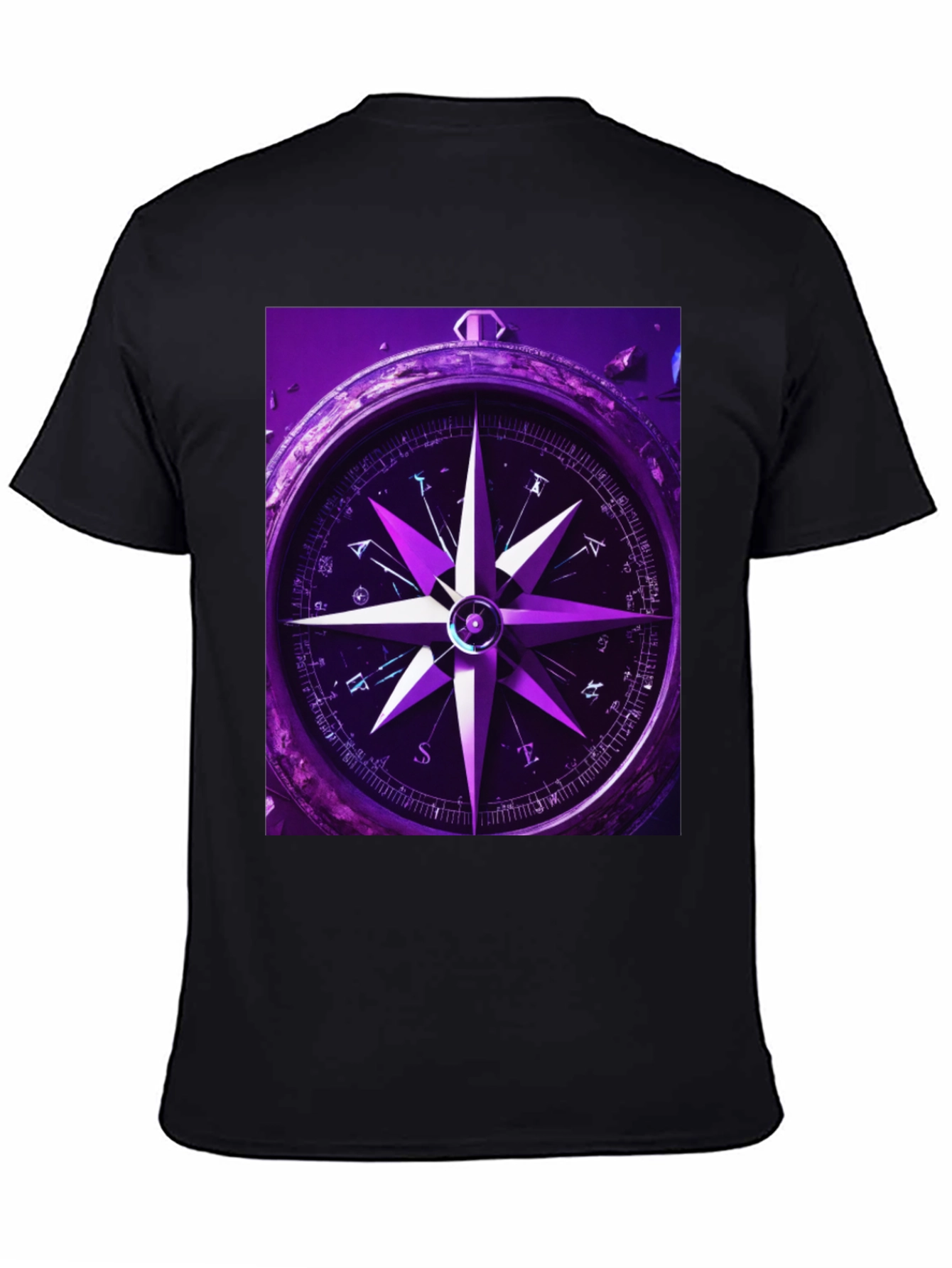 Black Compass Graphic T-Shirt - Black Cotton Tee view 4