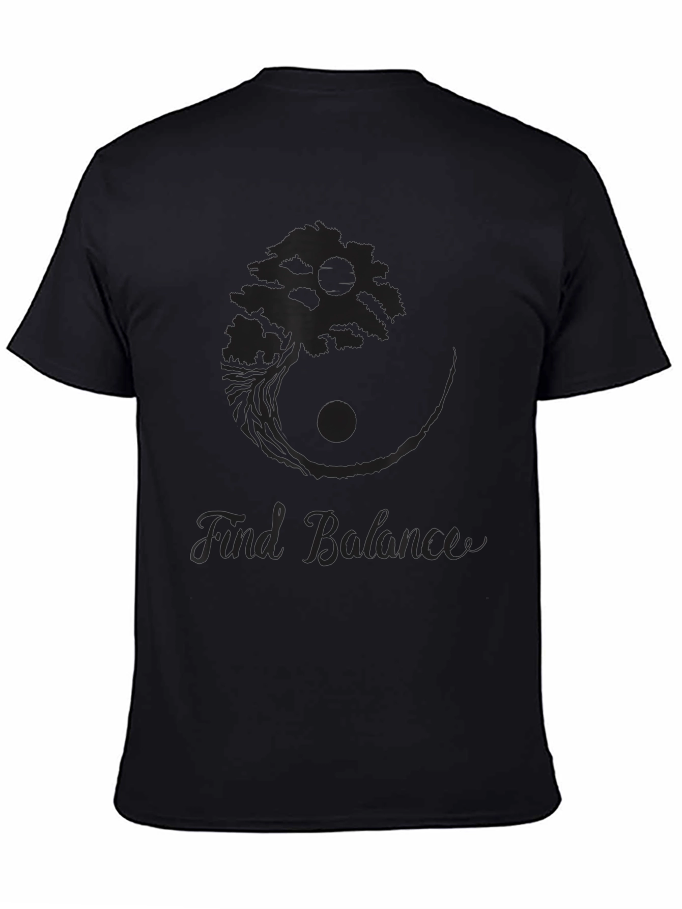 Black Balance Bonsai Tree Graphic T-Shirt view 4