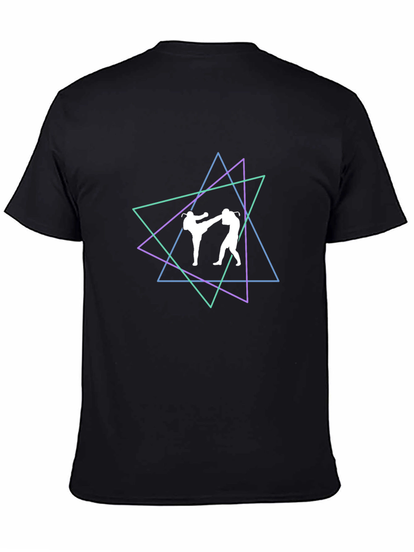 Black Geometric Martial Arts Graphic T-Shirt view 4