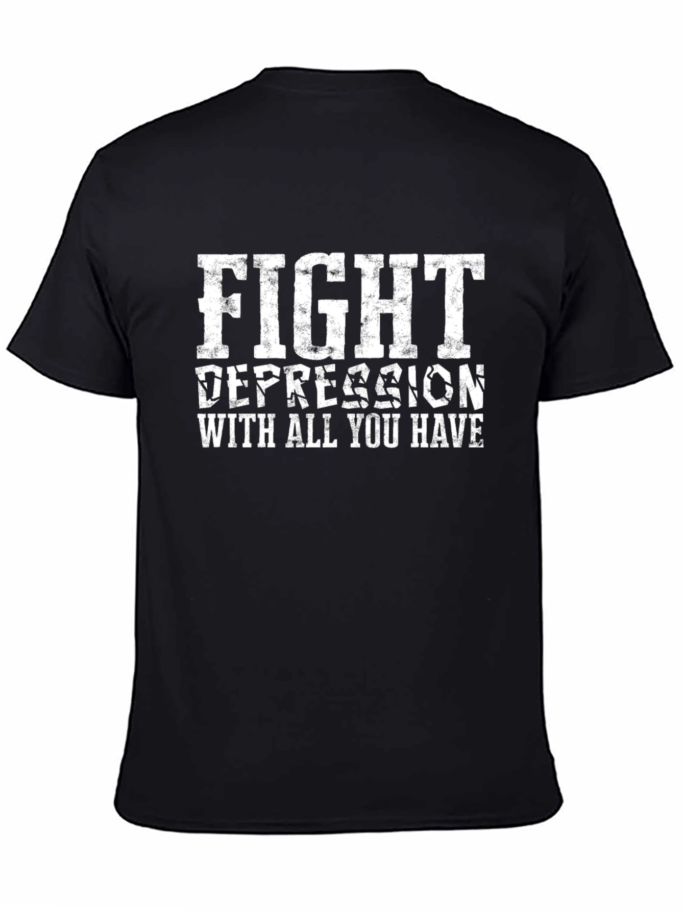Black Fight Depression T-Shirt - Motivational Graphic Tee view 4