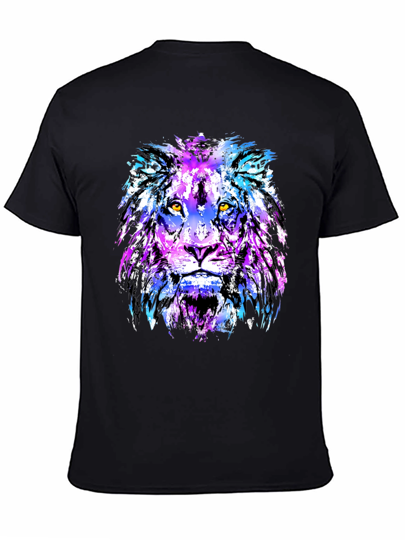 Black Vivid Lion Graphic Tee - Men's Black T-Shirt view 4