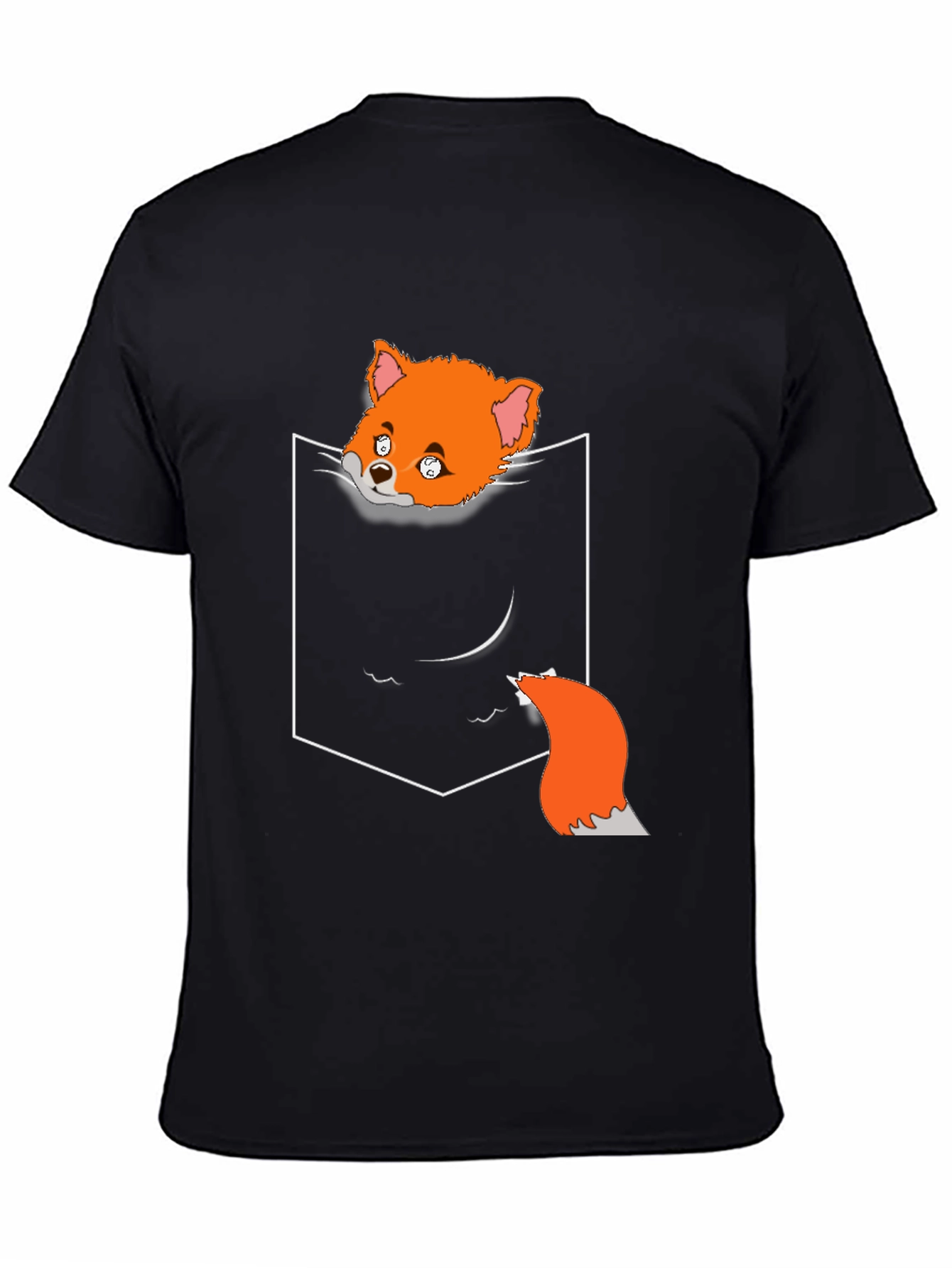 Black Fox in Pocket Graphic T-Shirt view 4