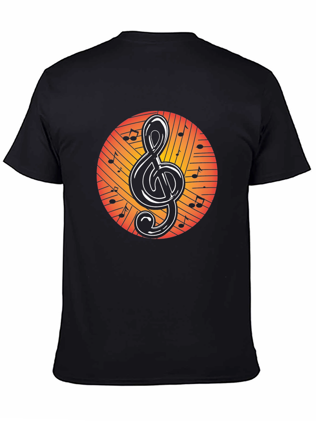 Black Musical Treble Clef Graphic Tee - Black Cotton view 4