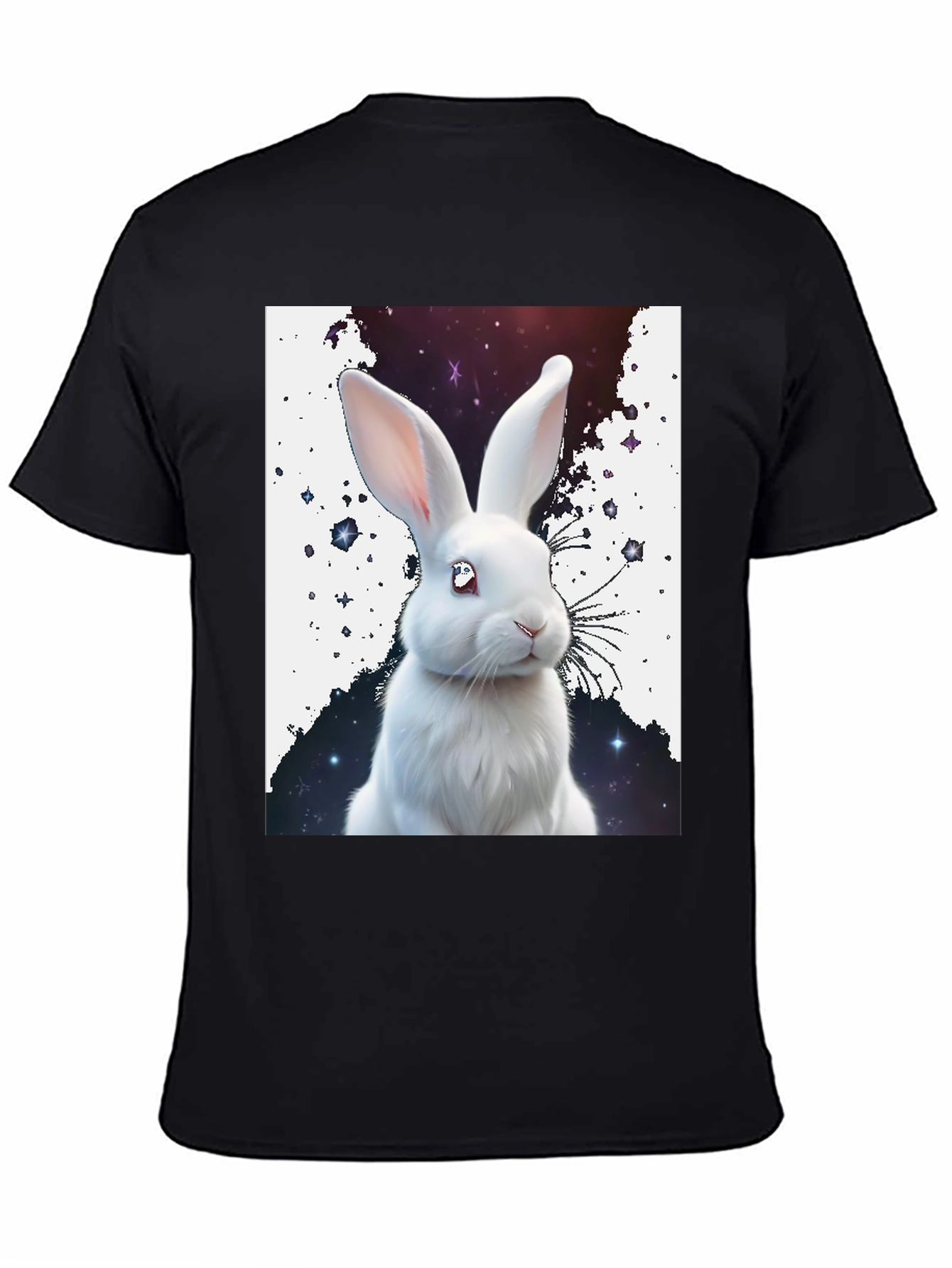 Black Cosmic Bunny T-Shirt - Unique Galaxy Rabbit Design view 4