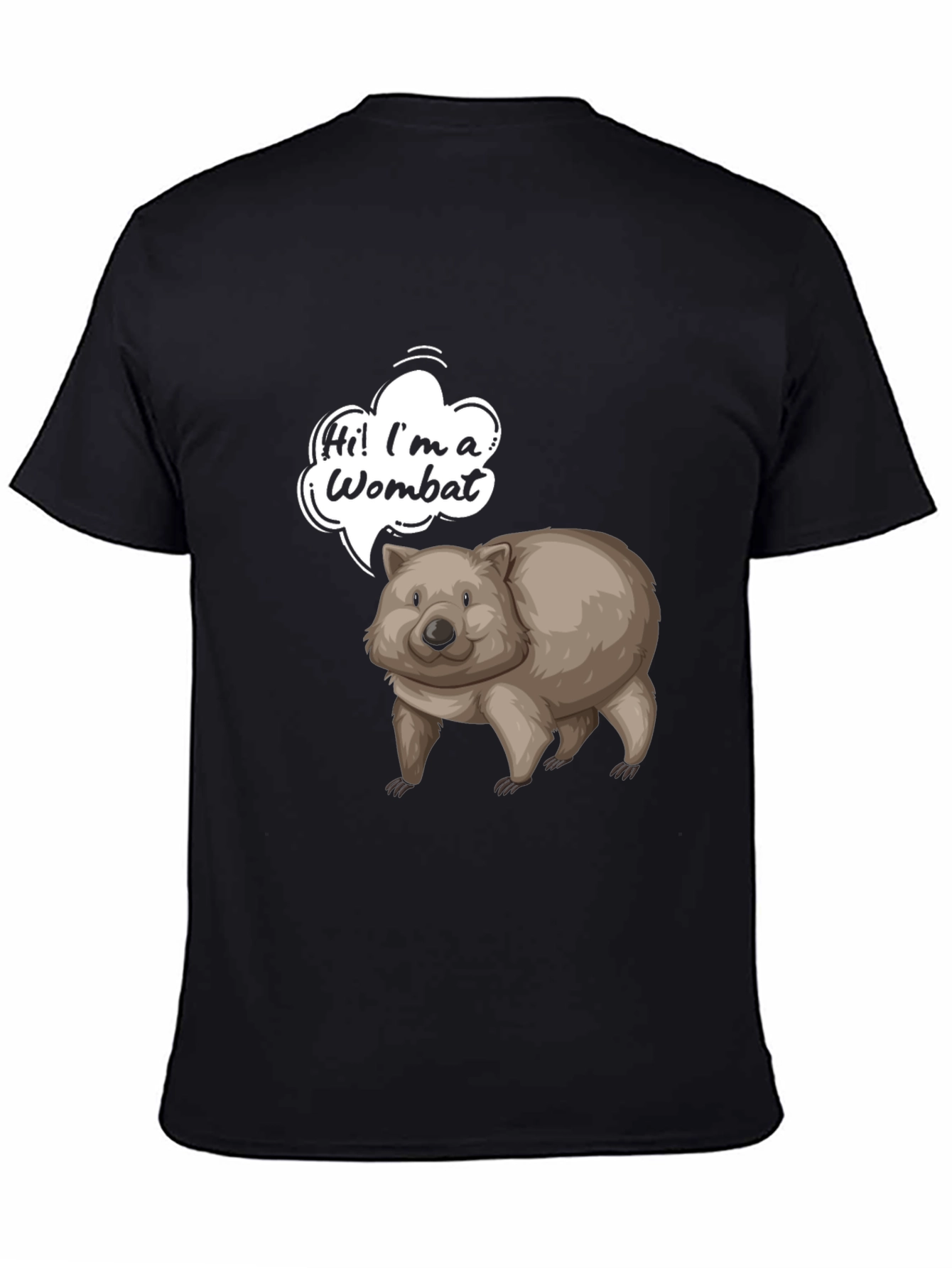 Black Wombat T-Shirt - Cartoon Animal Graphic Tee view 4