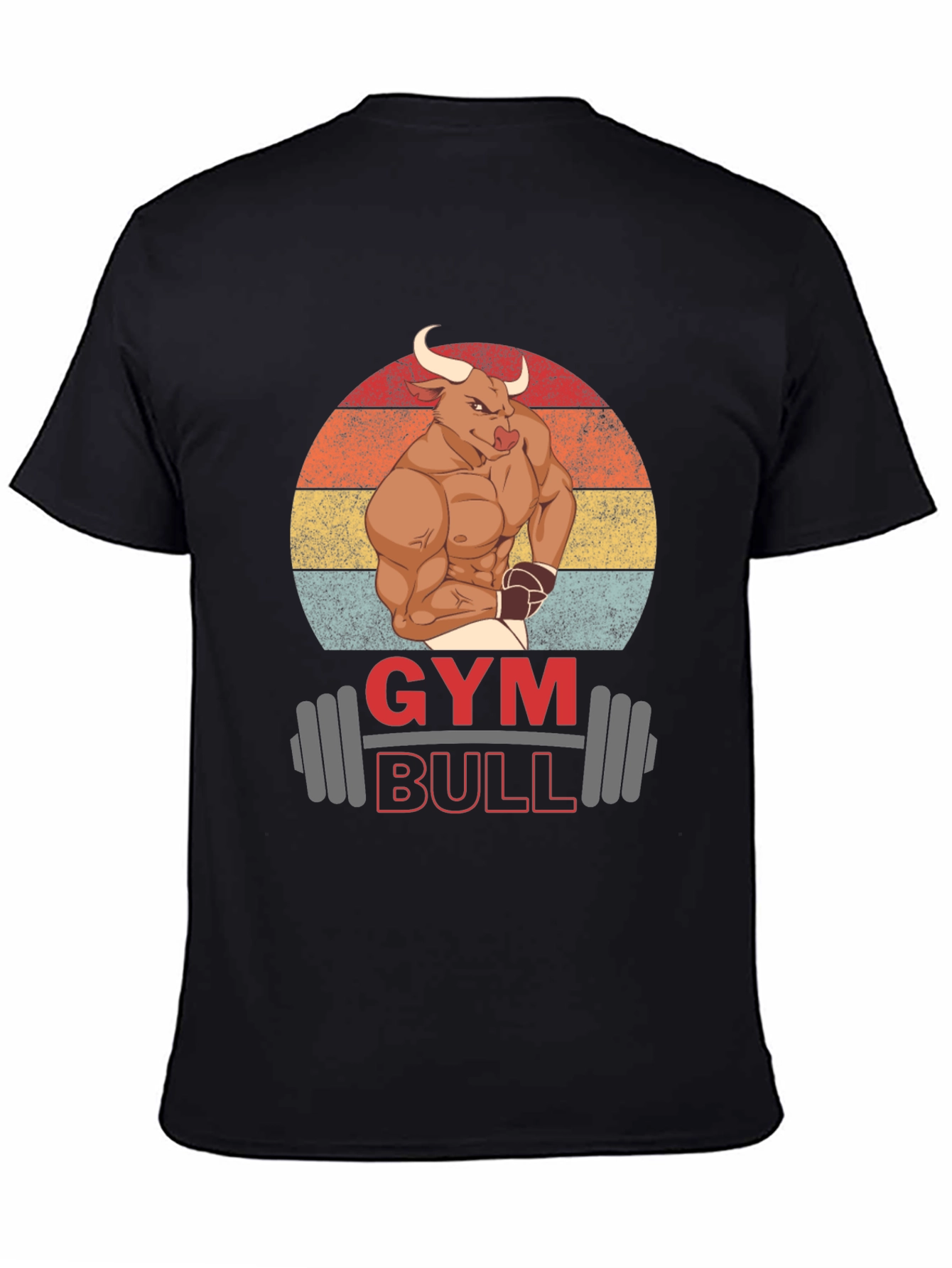 Black Gym Bull Graphic T-Shirt - Muscle & Fitness Tee view 4