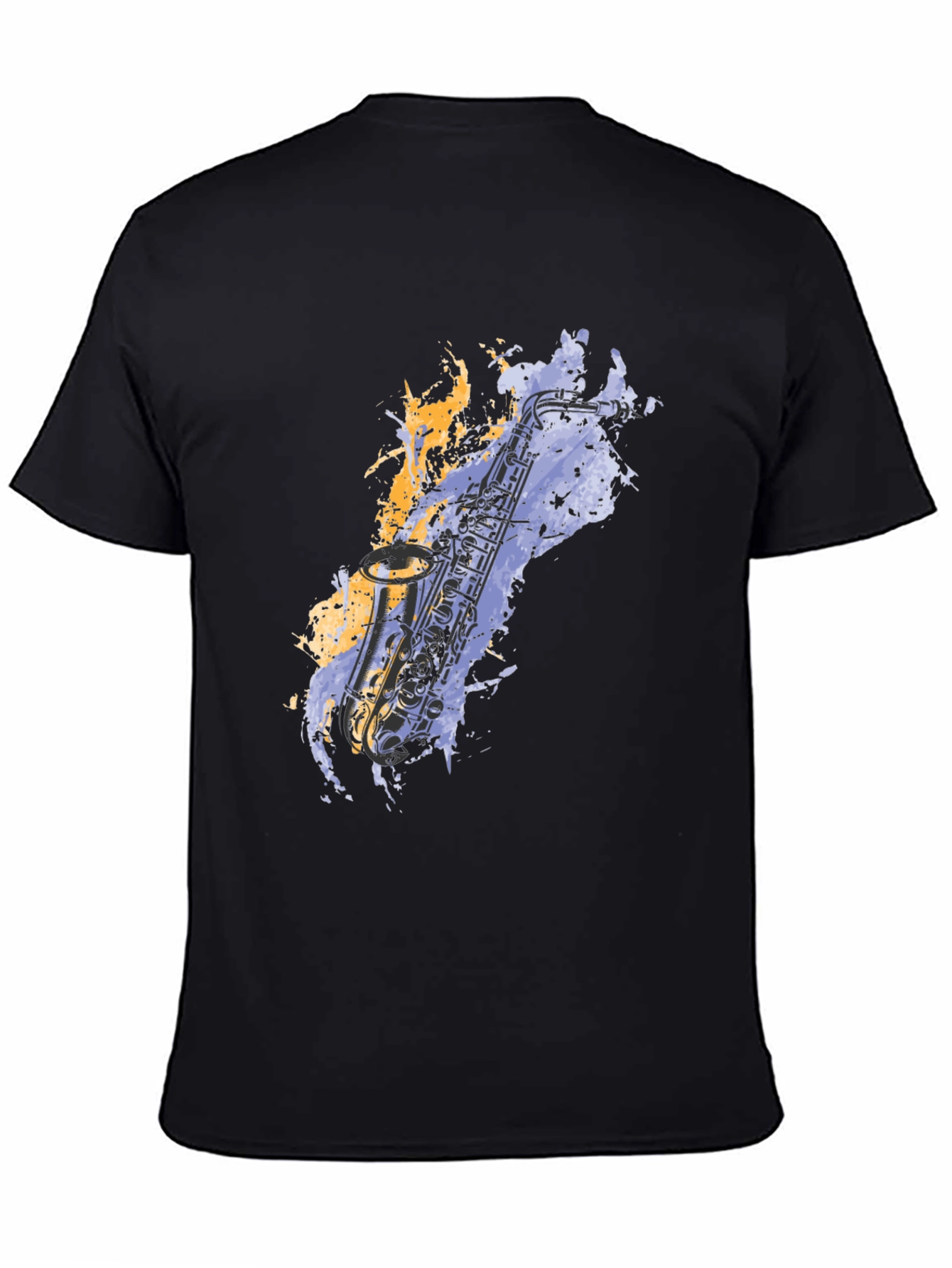 Black Saxophone Graphic T-Shirt - Cool Musician Tee view 4