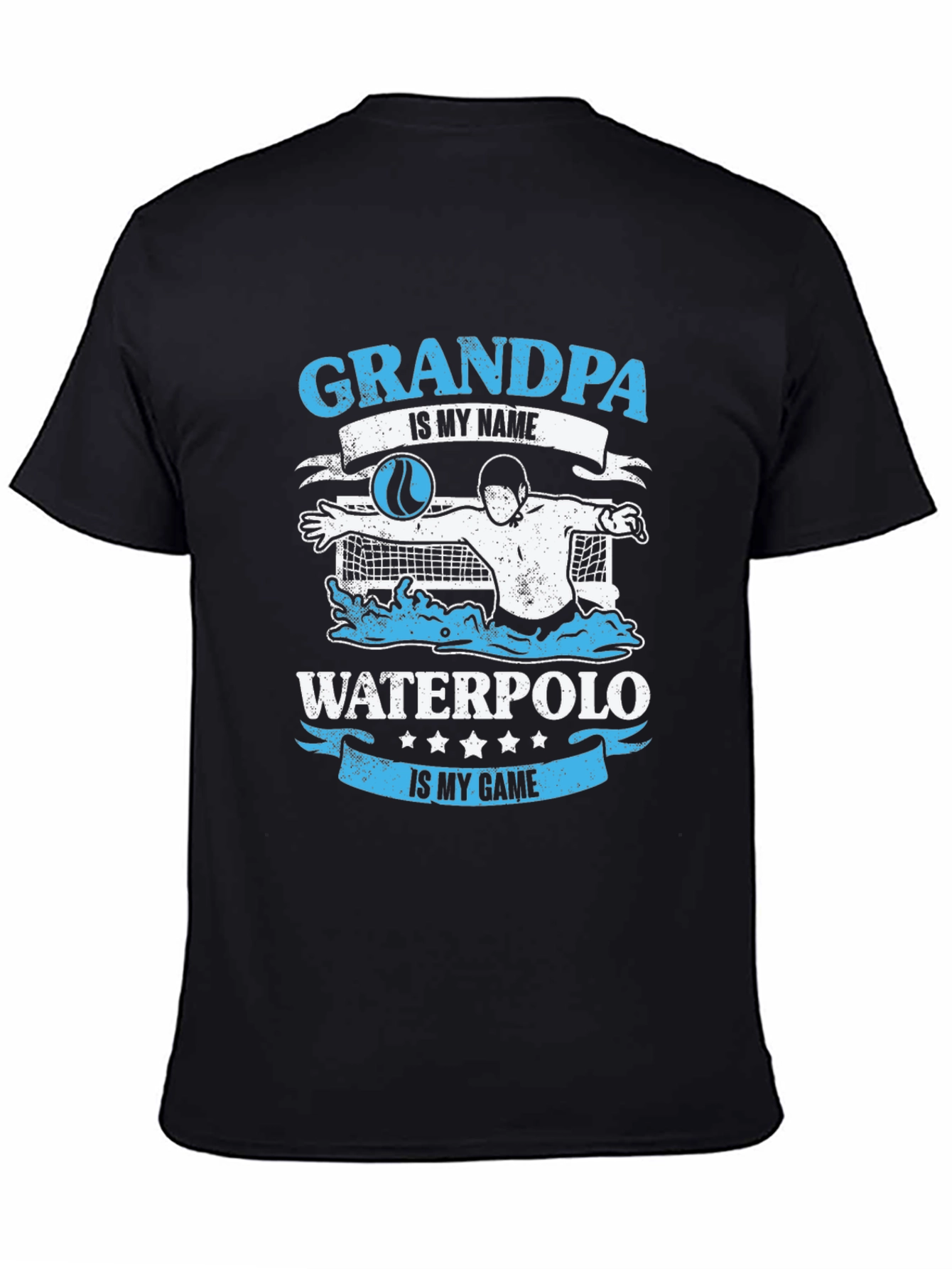 Black Grandpa Water Polo T-Shirt - Gift for Water Polo Grandpas view 4