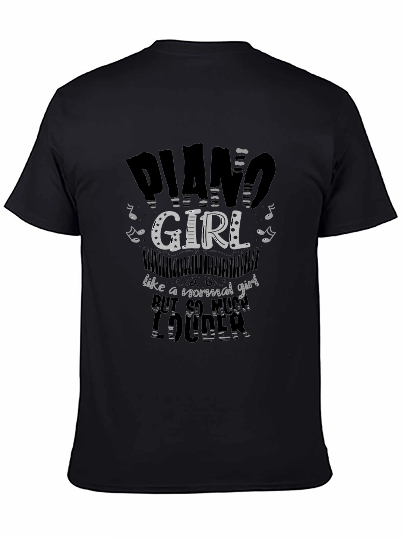 Black Piano Girl T-Shirt - Musical Humor Tee view 4